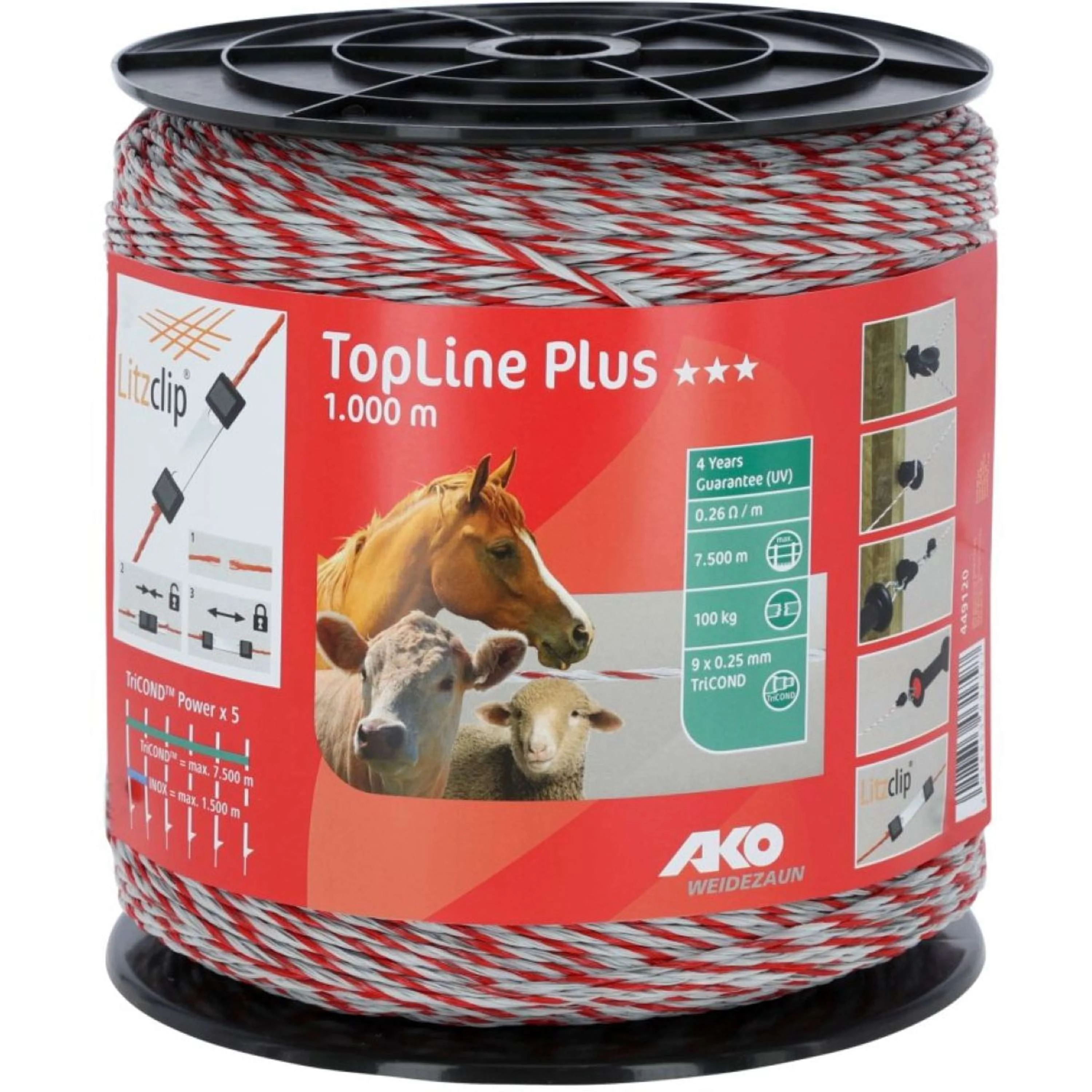 Ako Filo per Recinzioni Topline Plus Bianco/Rosso - Image 3