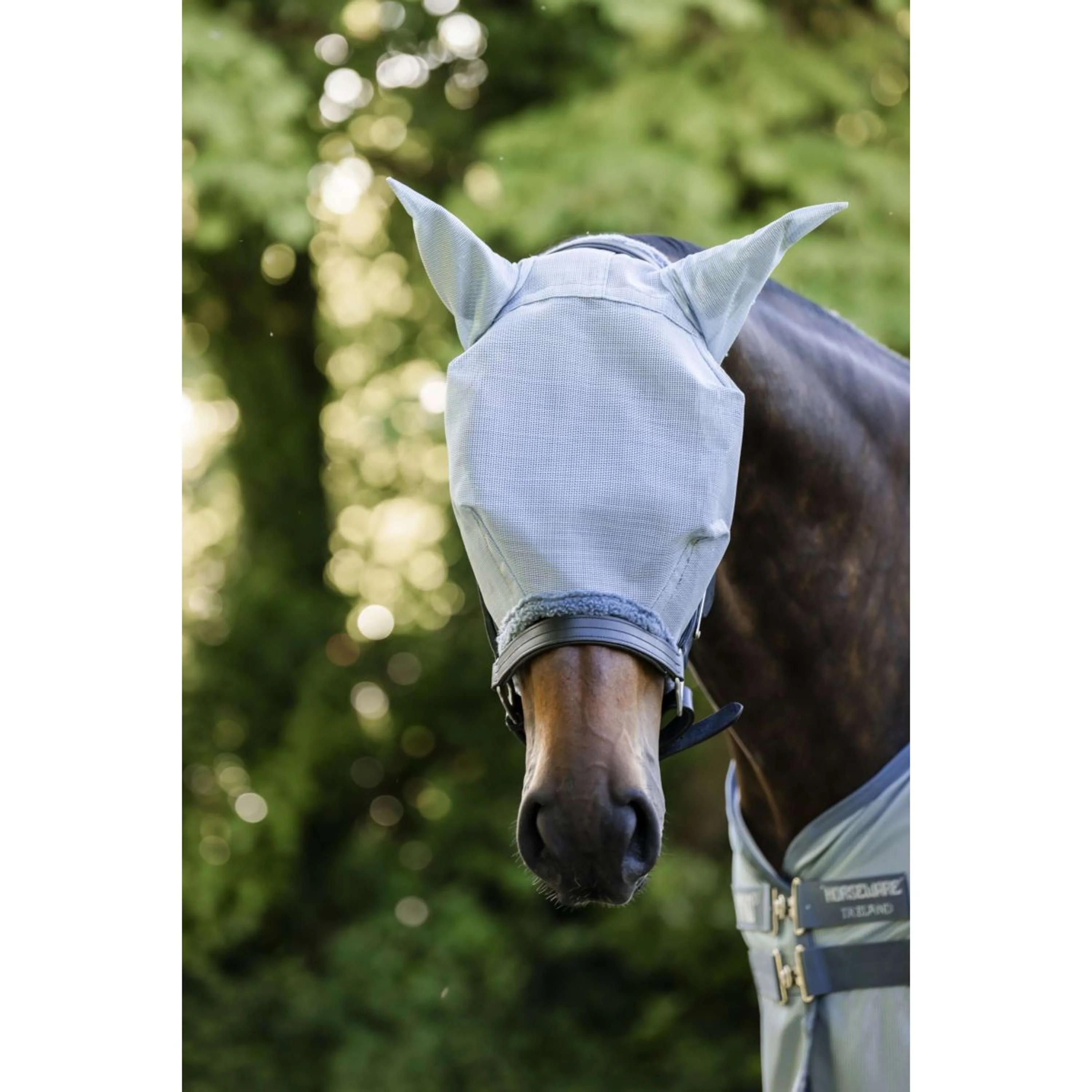 Amigo Fly Mask Heather Blue/Blue/Silver - Image 2