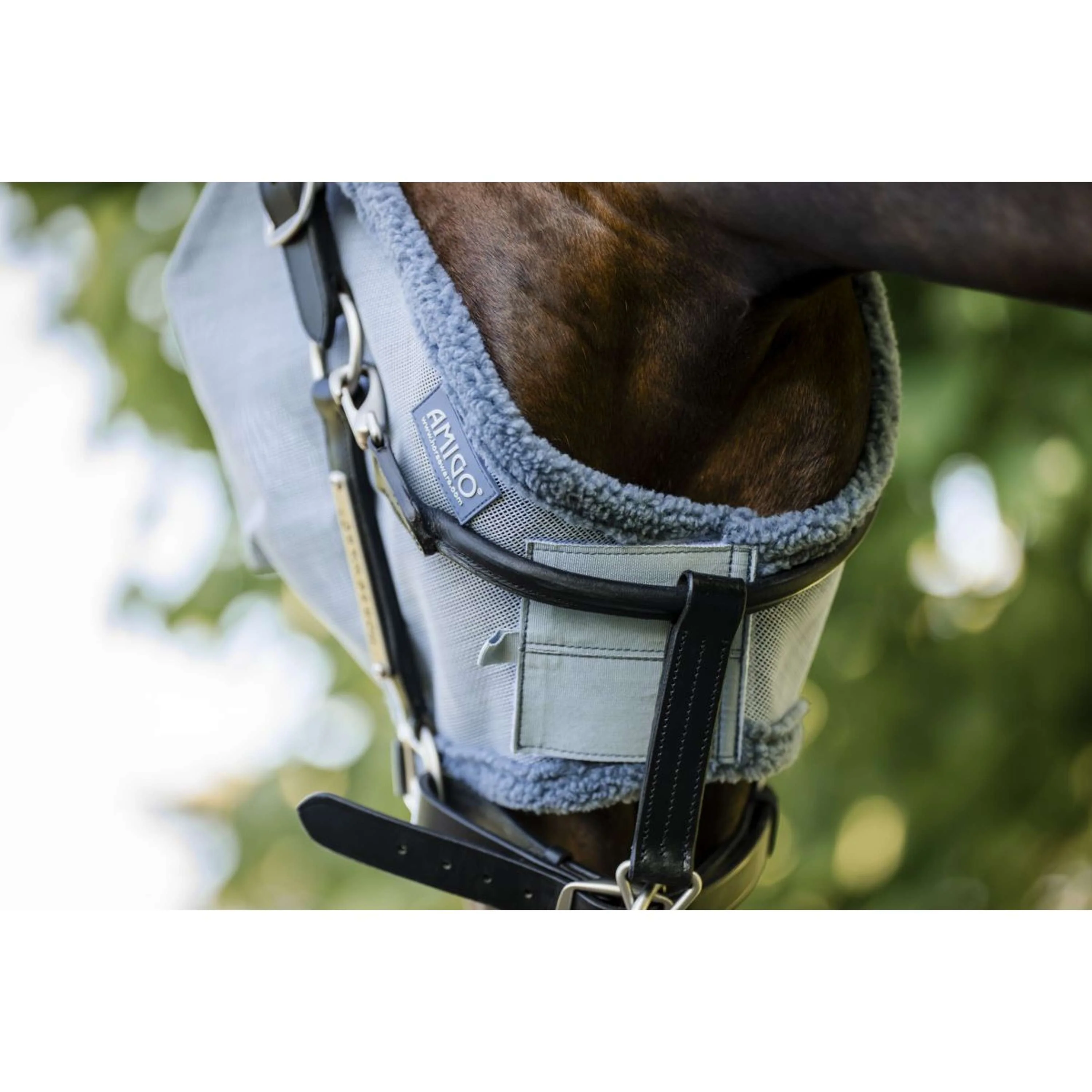 Amigo Fly Mask Heather Blue/Blue/Silver - Image 7