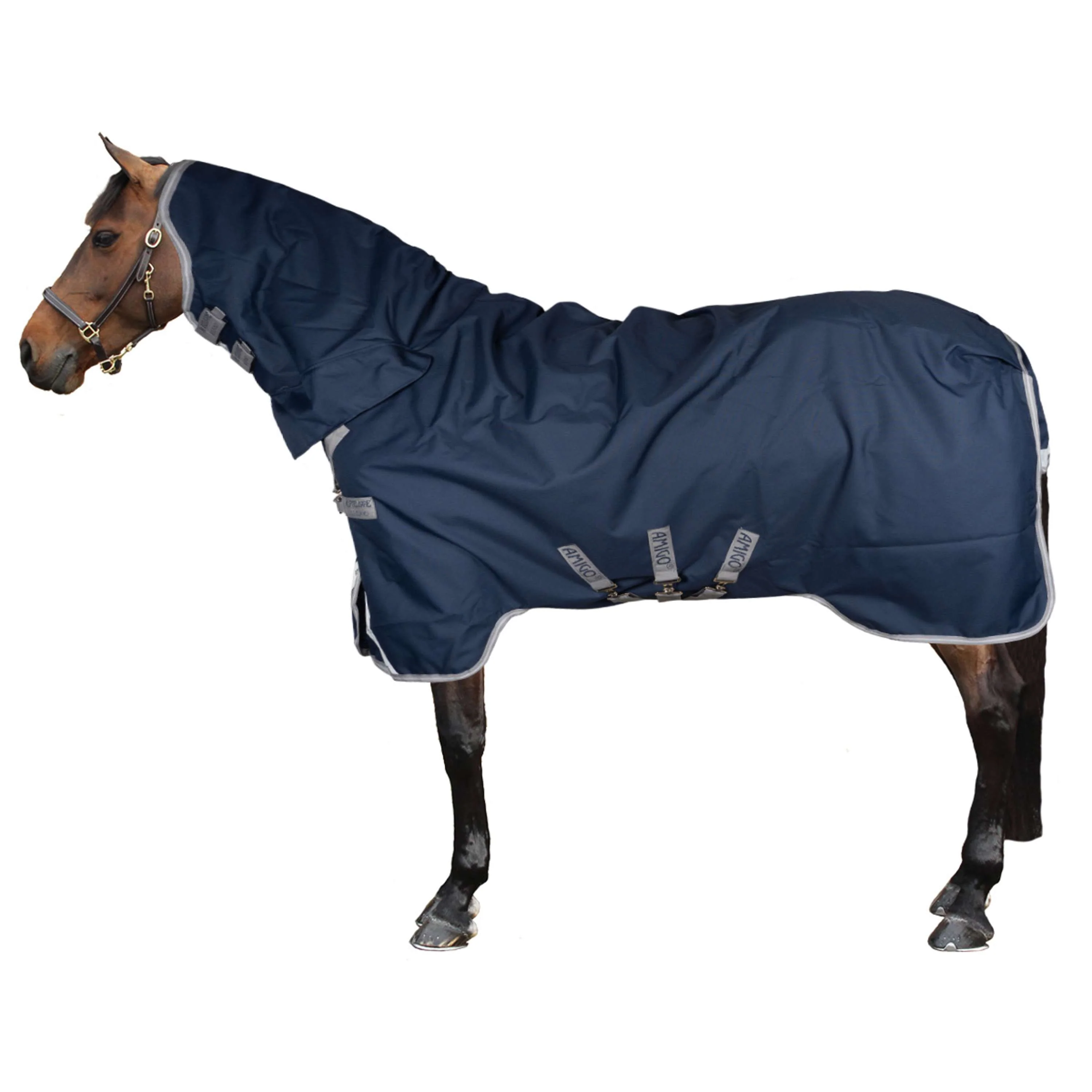 Amigo Turnout Rug Integrated 1200D 250g Navy/Titanium Grey/Silver - Image 2