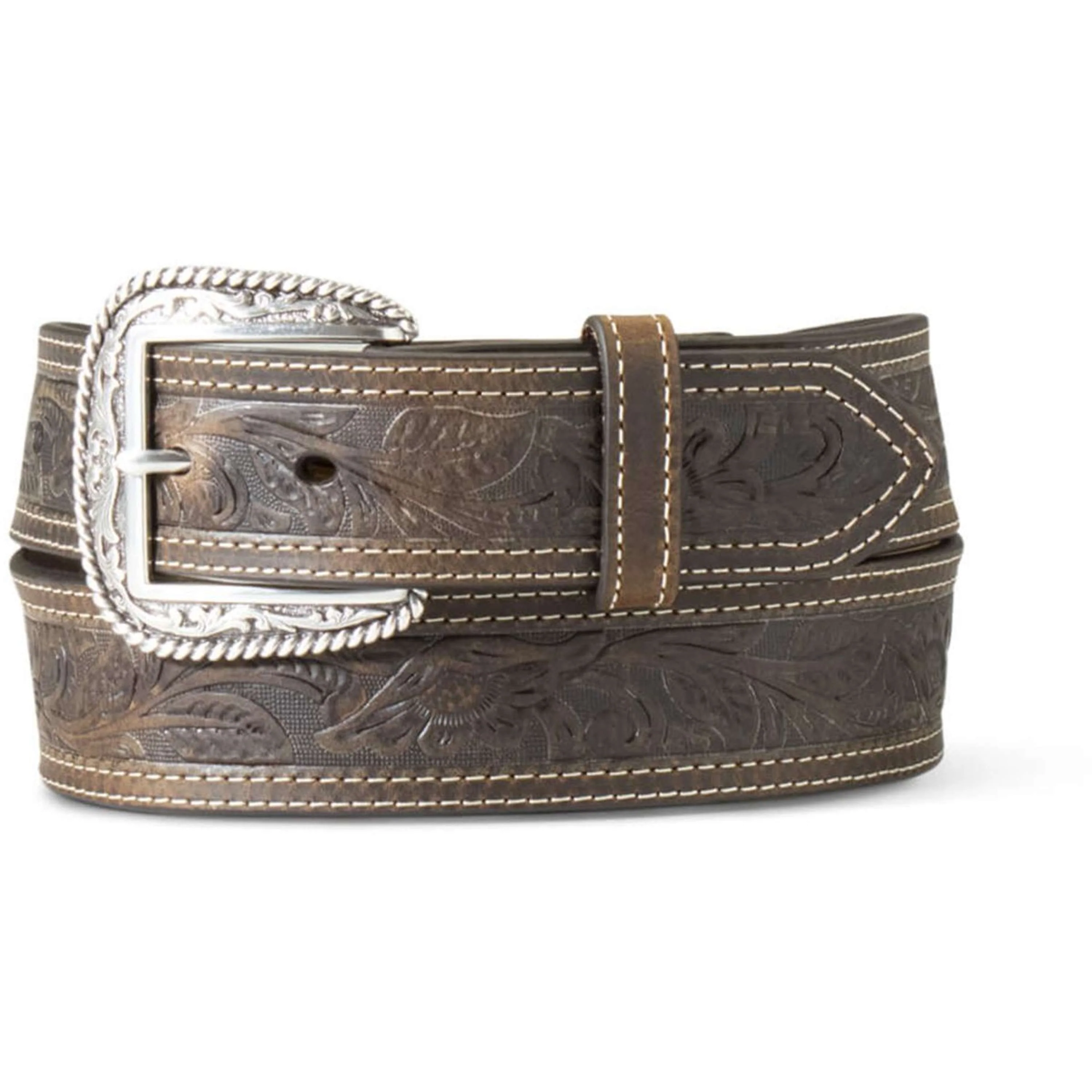Ariat Cintura Tooled Double Stitched Marrone