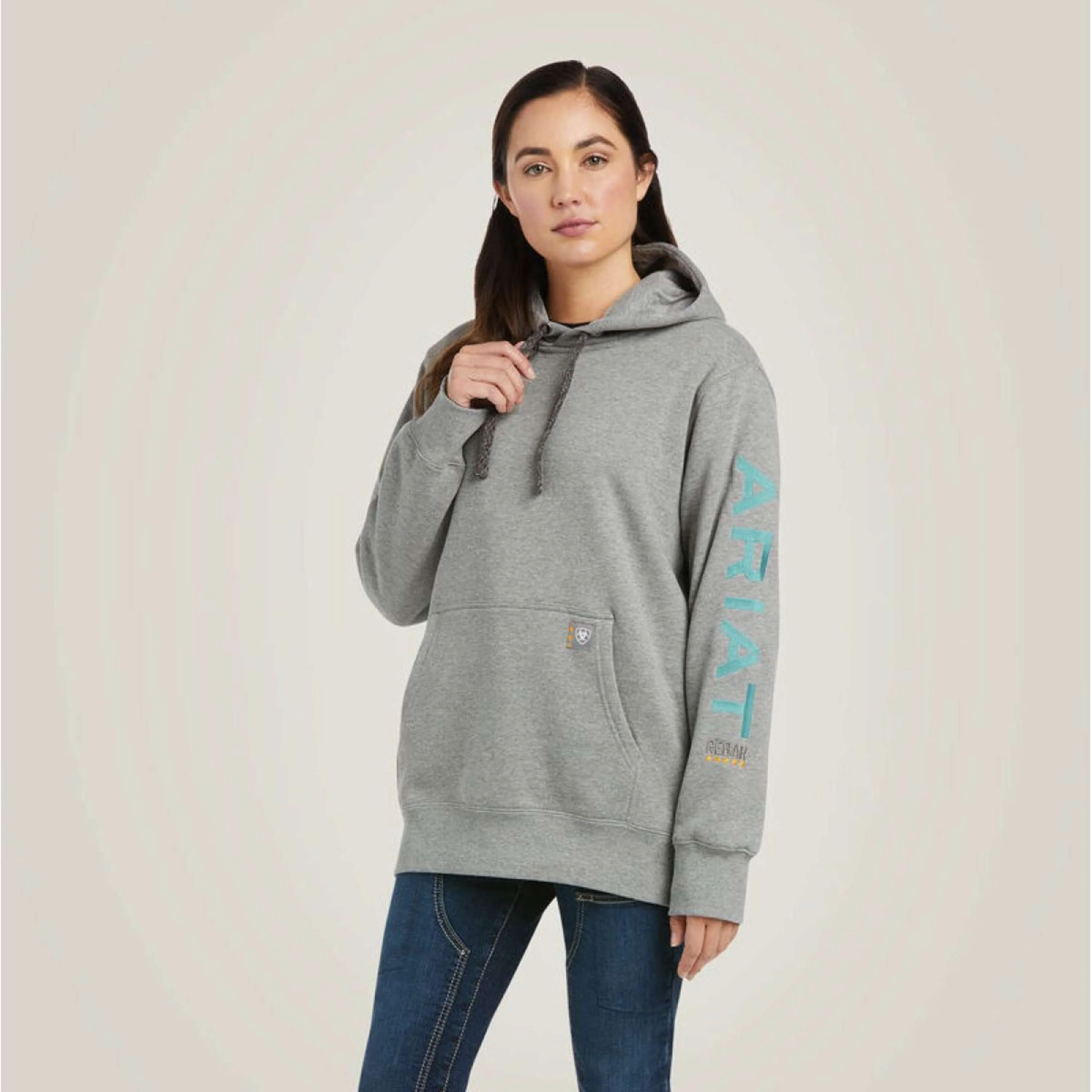 Ariat Felpa con cappuccio Rebar Graphic Donne Erica grigia