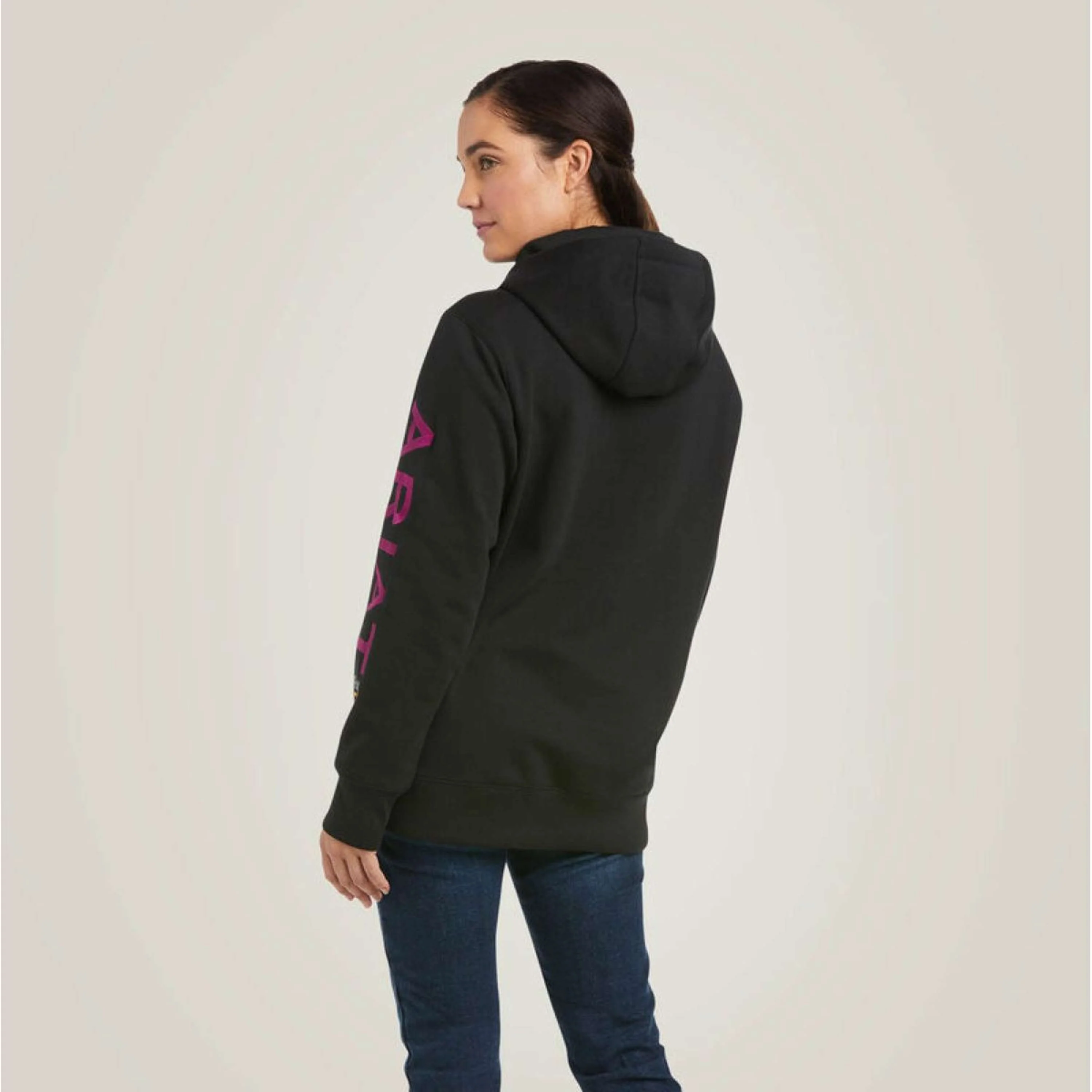 Ariat Felpa con cappuccio Rebar Graphic Donne Nero/Viola - Image 3