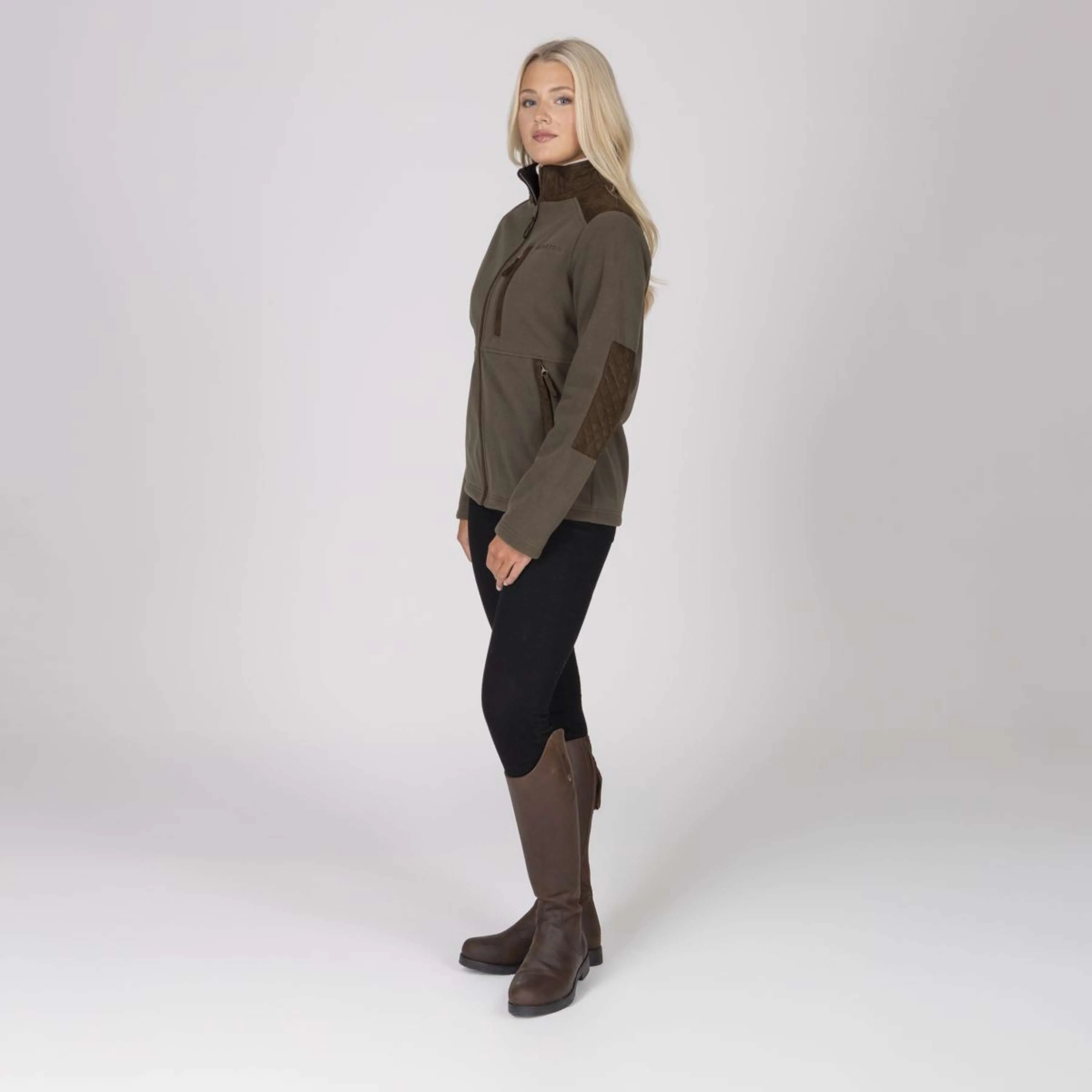 Aubrion by Shires Felpa con cappuccio e zip Heritage Fleece Oliva scura - Image 52