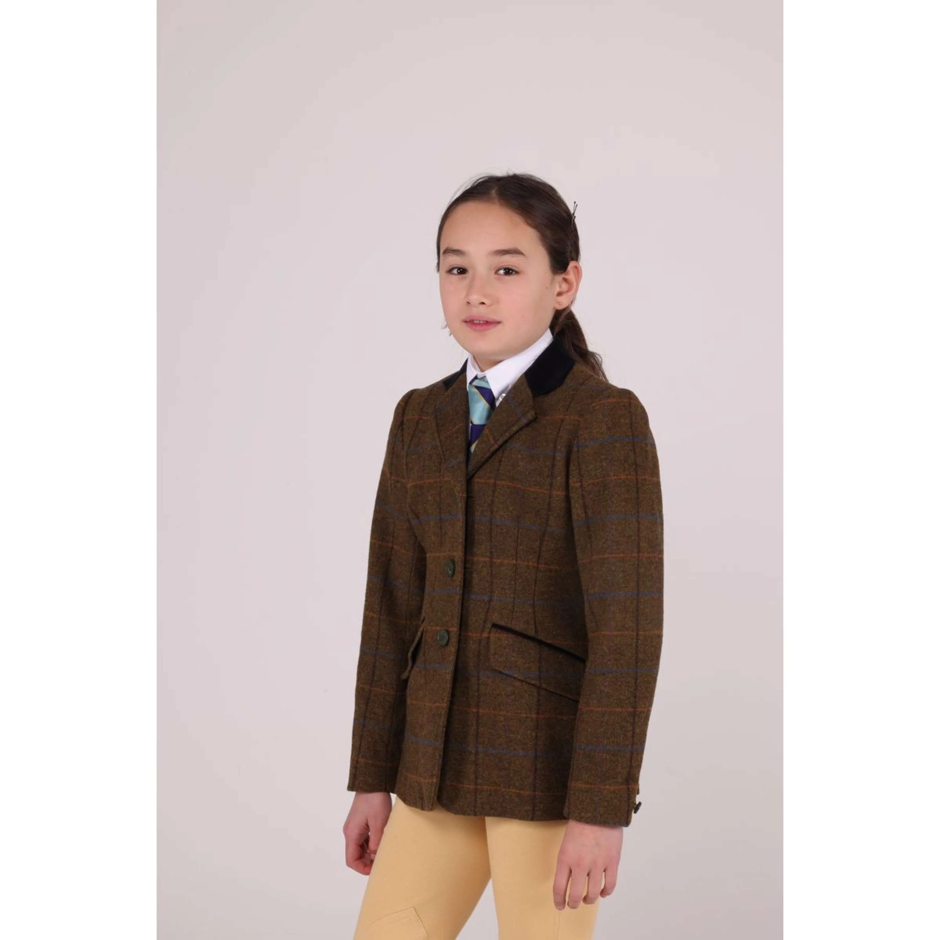 Aubrion by Shires Giacca da Competizione Saratoga Bambini Rovere Marrone Check - Image 2