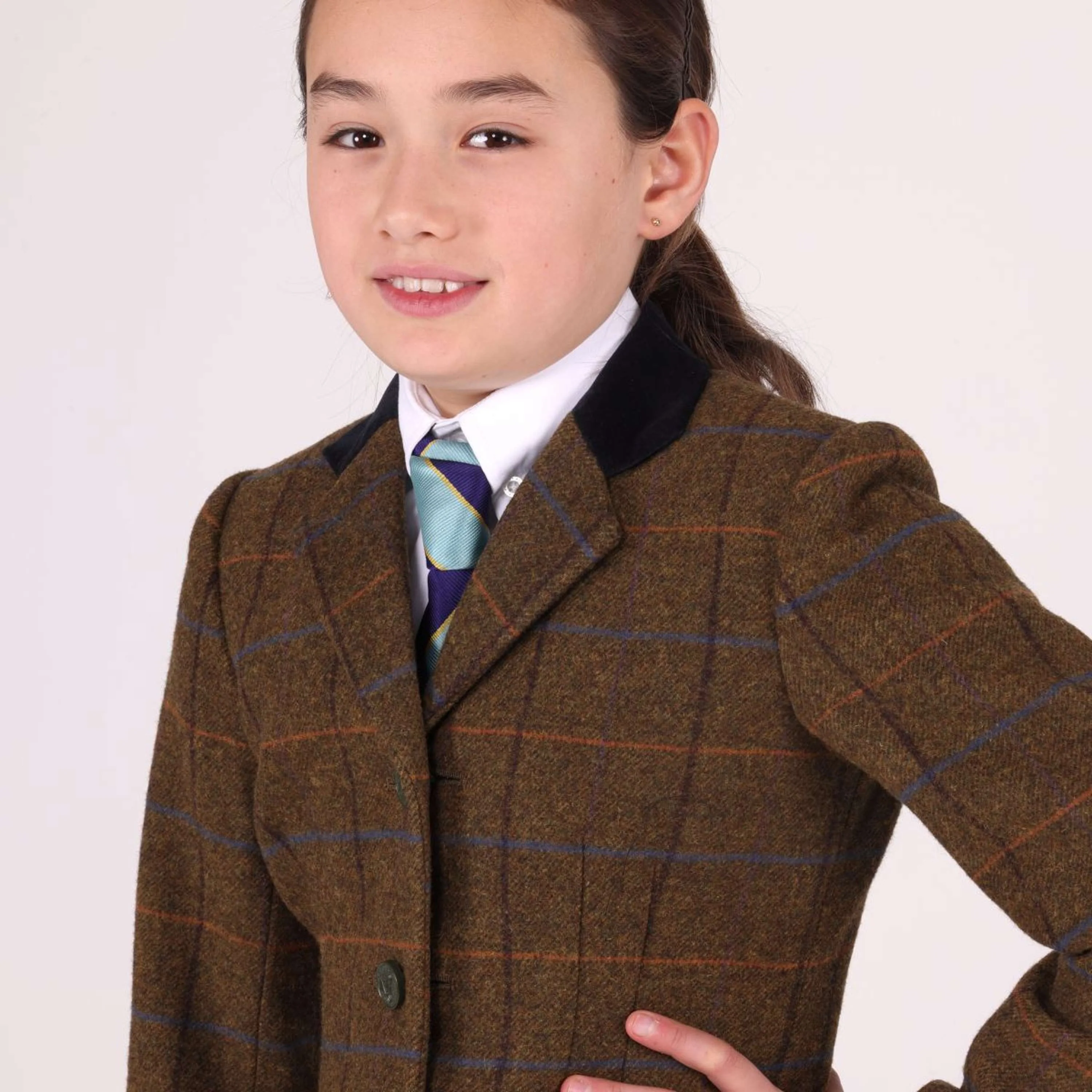 Aubrion by Shires Giacca da Competizione Saratoga Bambini Rovere Marrone Check - Image 3