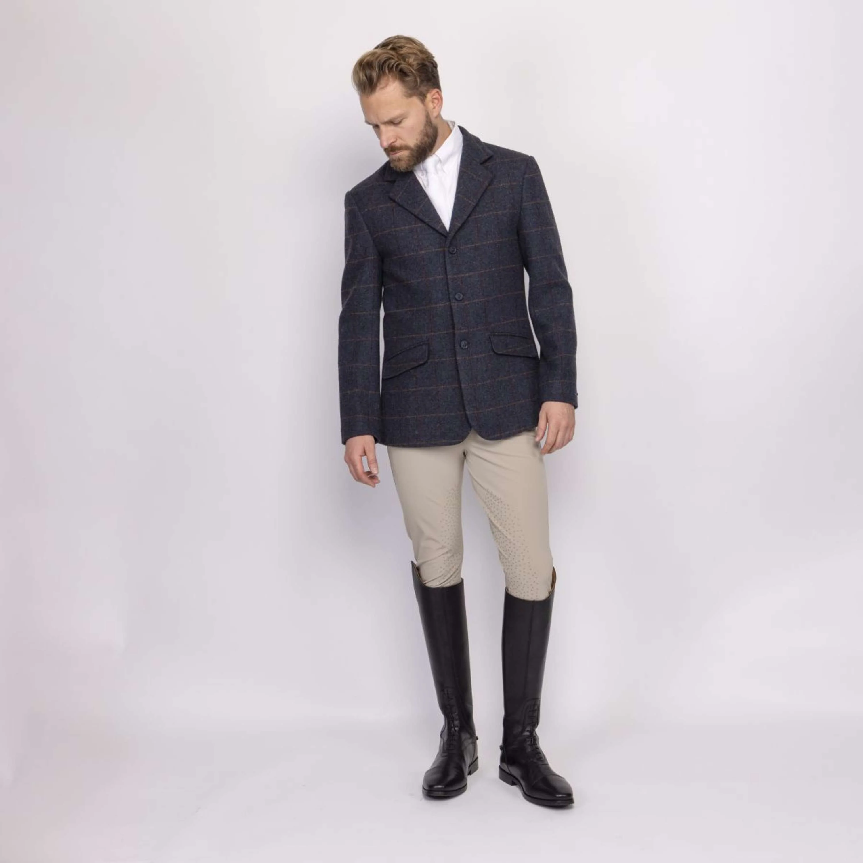 Aubrion by Shires Giacca da Competizione Saratoga Uomini Juniper Navy Check - Image 6