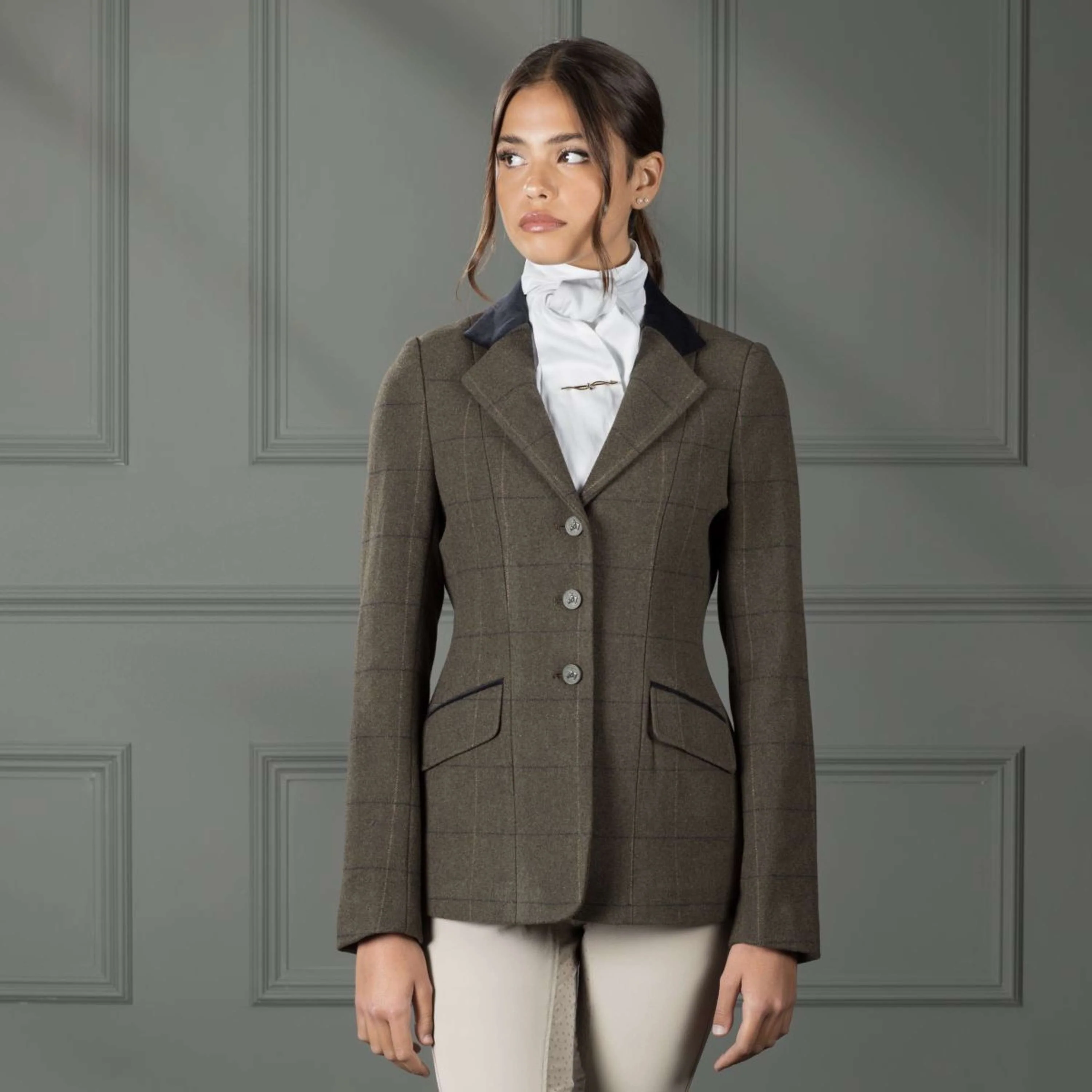 Aubrion by Shires Giacca da Competizione Saratoga Verde Check - Image 2