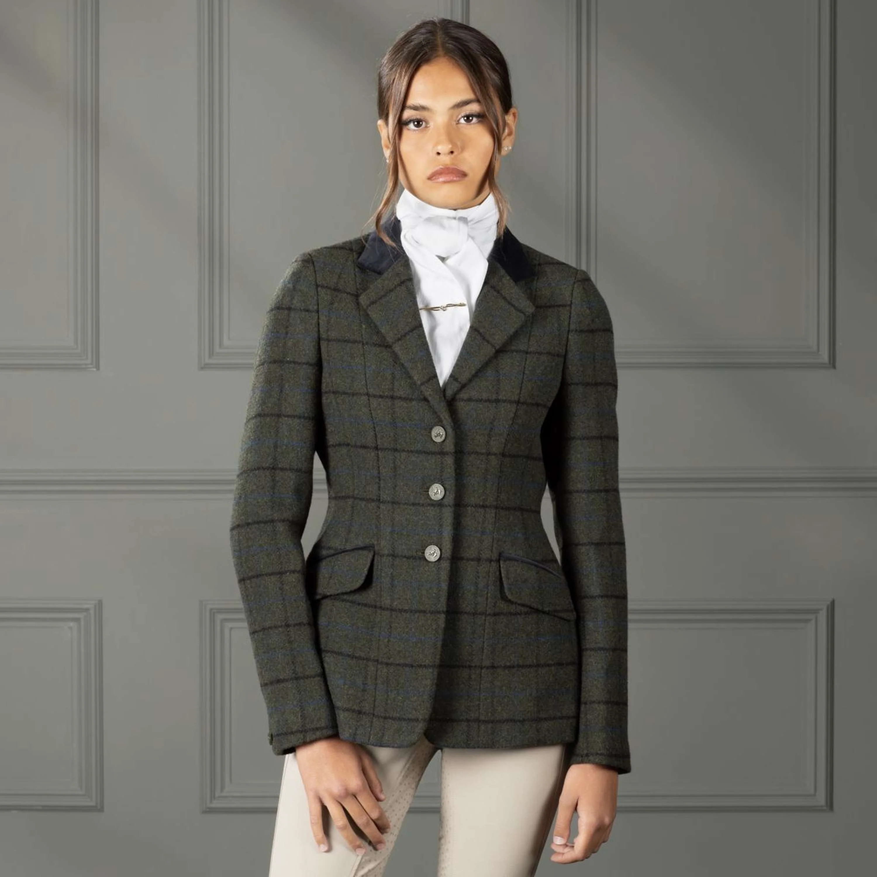 Aubrion by Shires Giacca da Competizione Saratoga Verde Scuro Check - Image 2