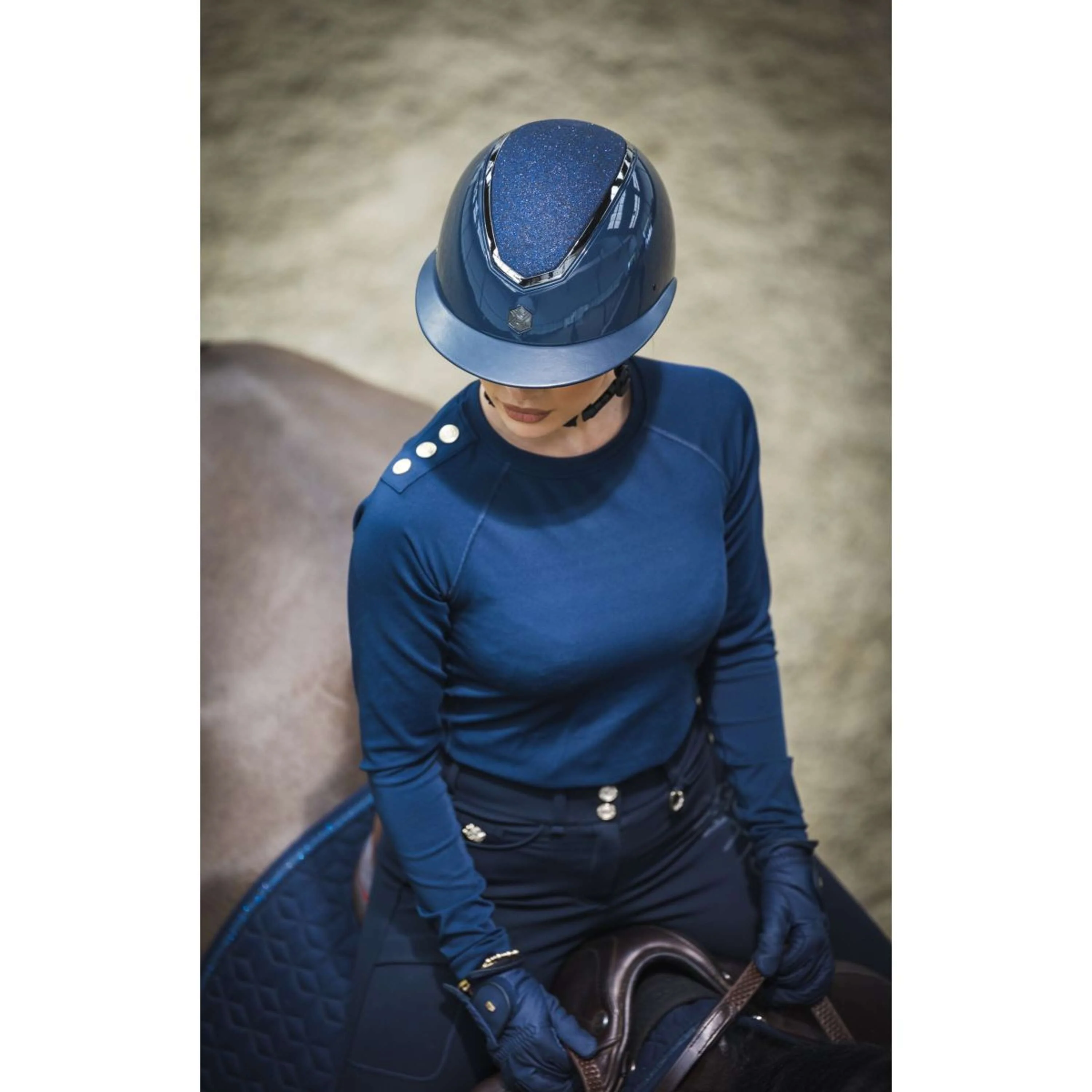 Charles Owen Casco da equitazione Kylo Sparkly Wide Peak MIPS Navy Gloss/Pewter - Image 3