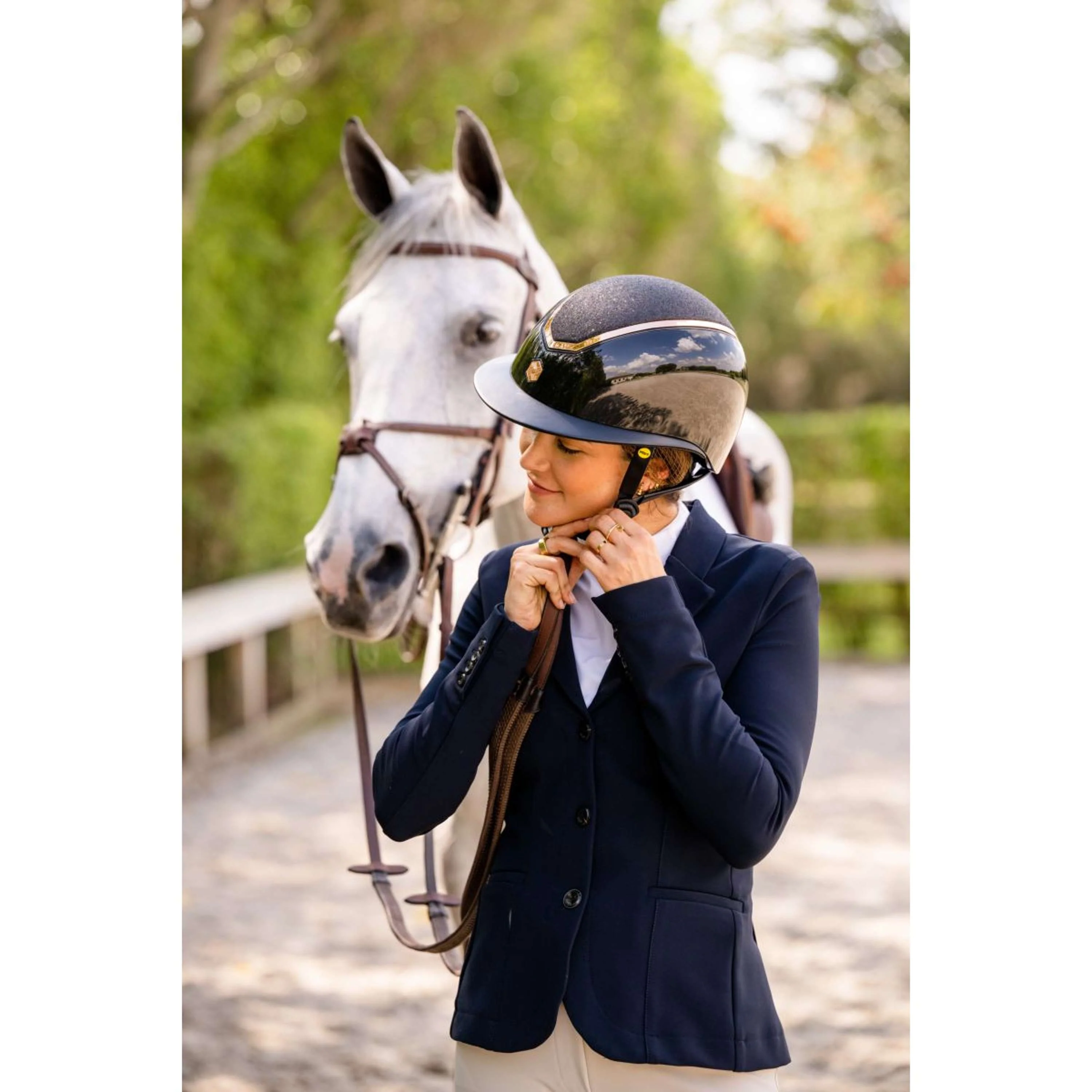Charles Owen Casco da equitazione Kylo Sparkly Wide Peak MIPS Navy Gloss/Pewter - Image 4