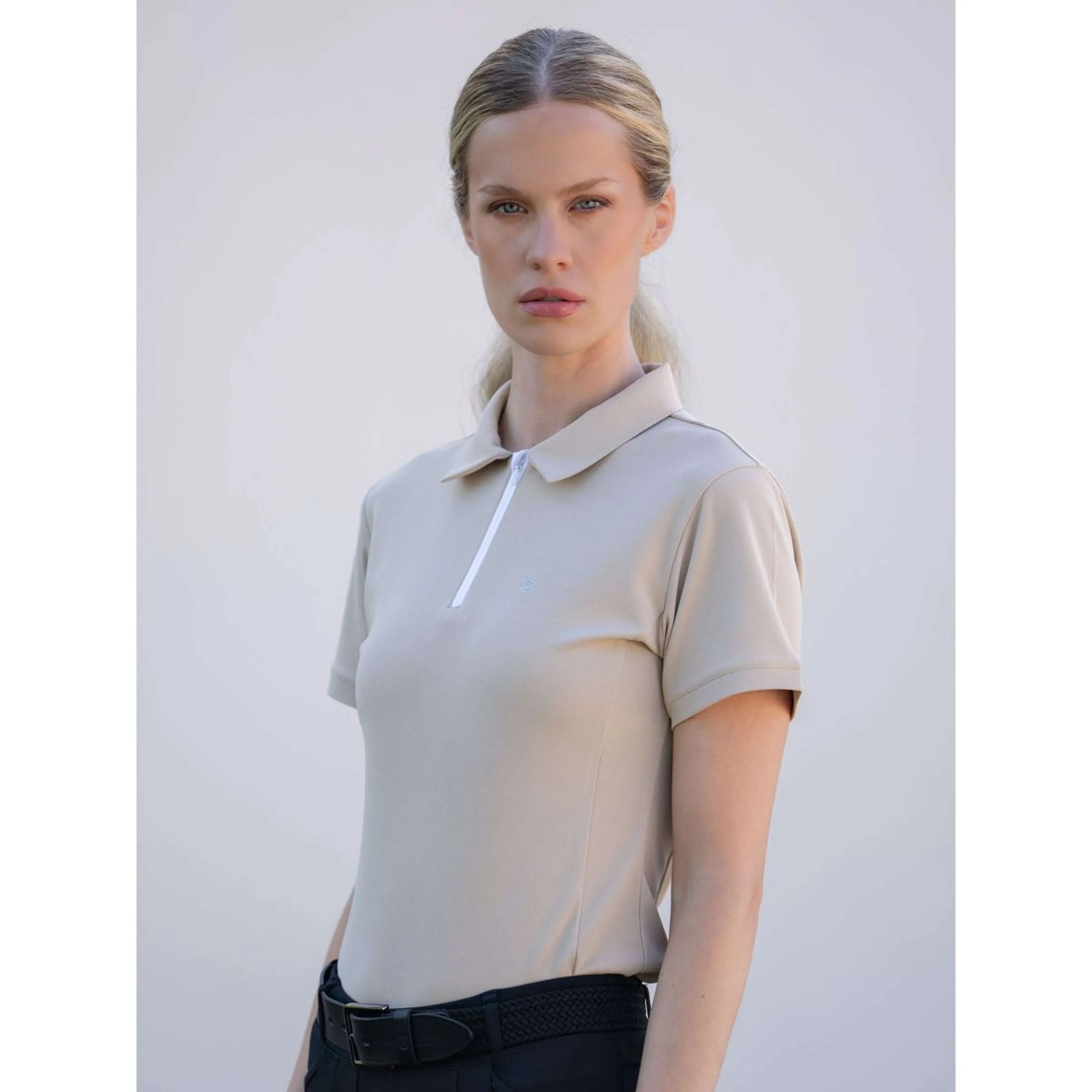 Equestrian Stockholm Poloshirt Zip Sand - Image 2
