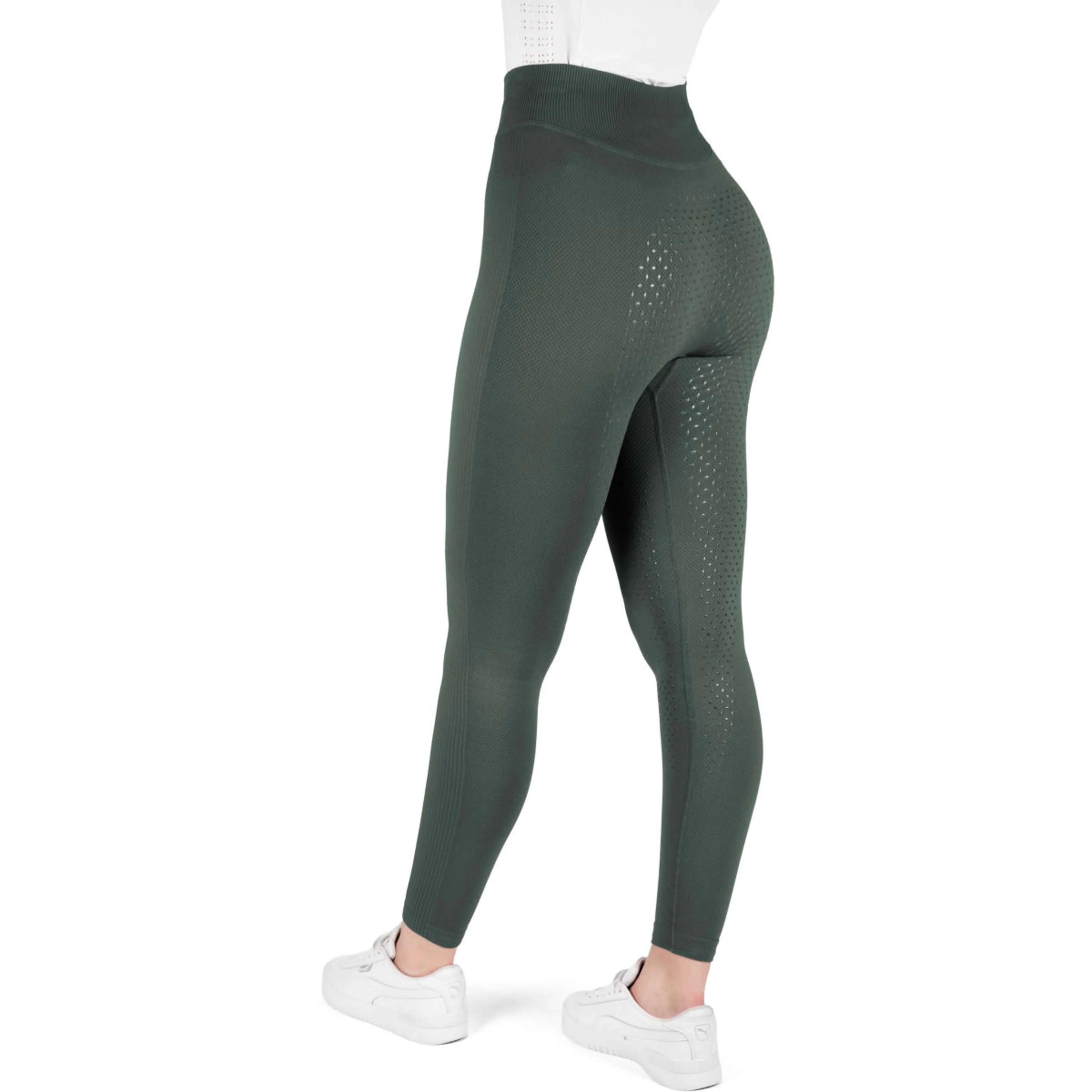 EQUITHÈME Leggings da Equitazione Acacia Full Grip Khaki - Image 2