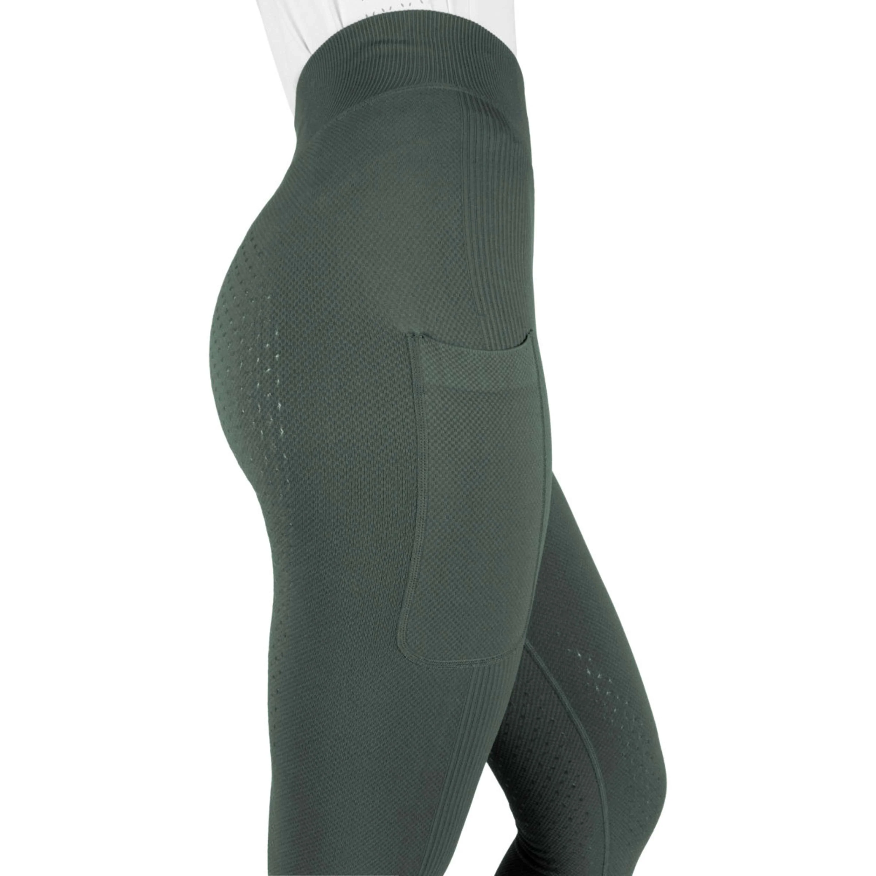 EQUITHÈME Leggings da Equitazione Acacia Full Grip Khaki - Image 3