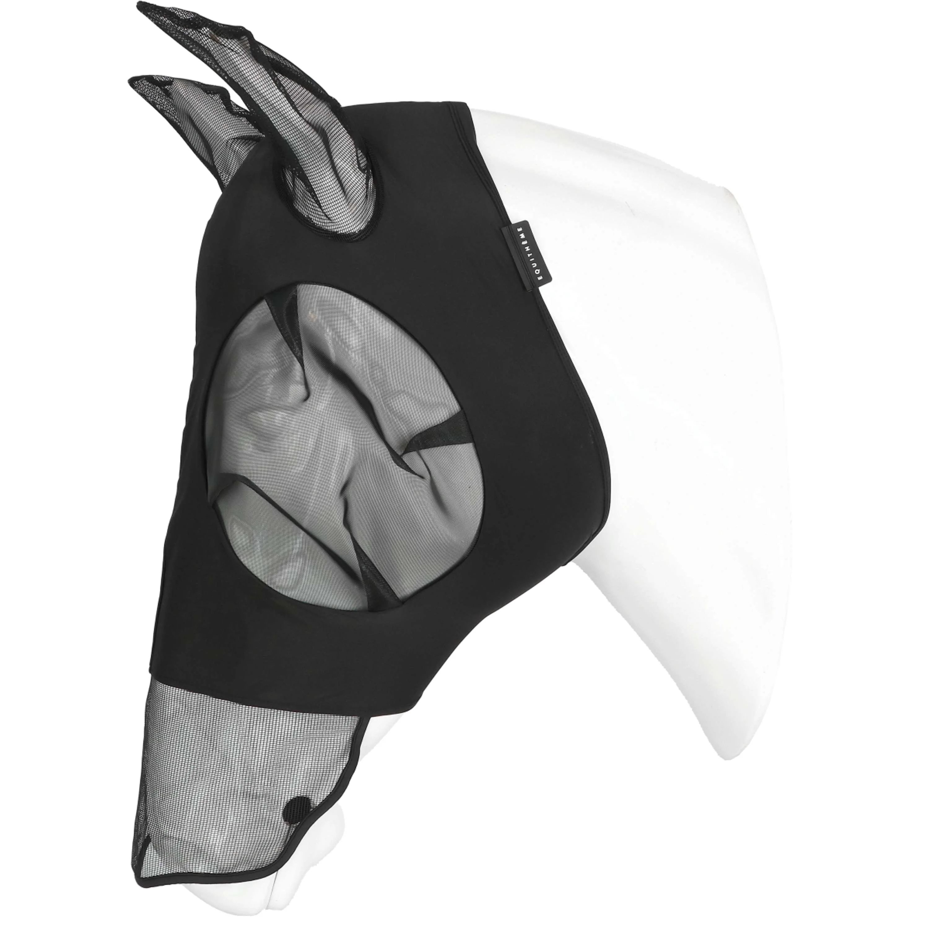 EQUITHÈME Maschera per Mosche Lycra UV protection Con Rete per Naso Nero - Image 4