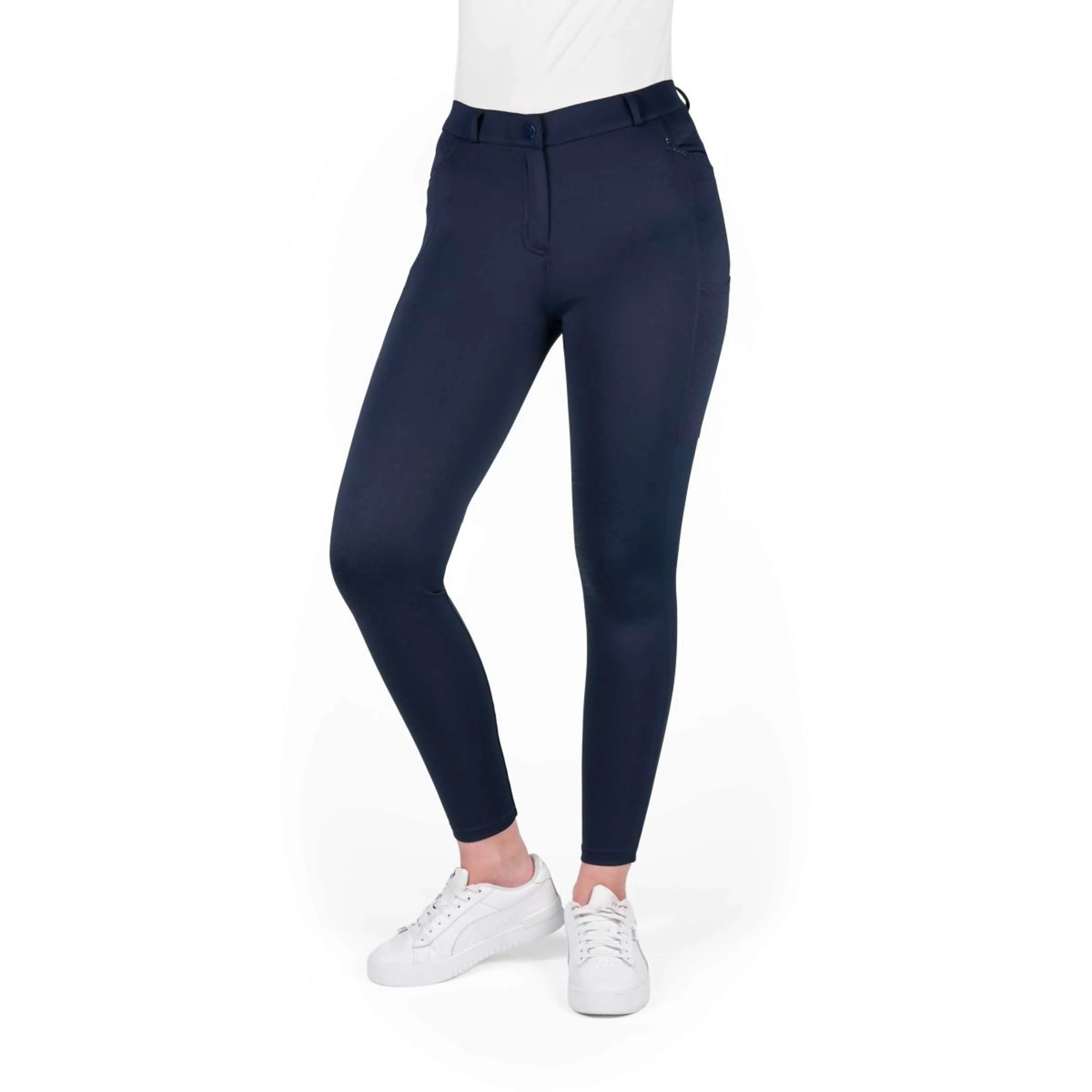 EQUITHÈME Pantaloni da Equitazione Capucine Presa del ginocchio Navy - Image 4