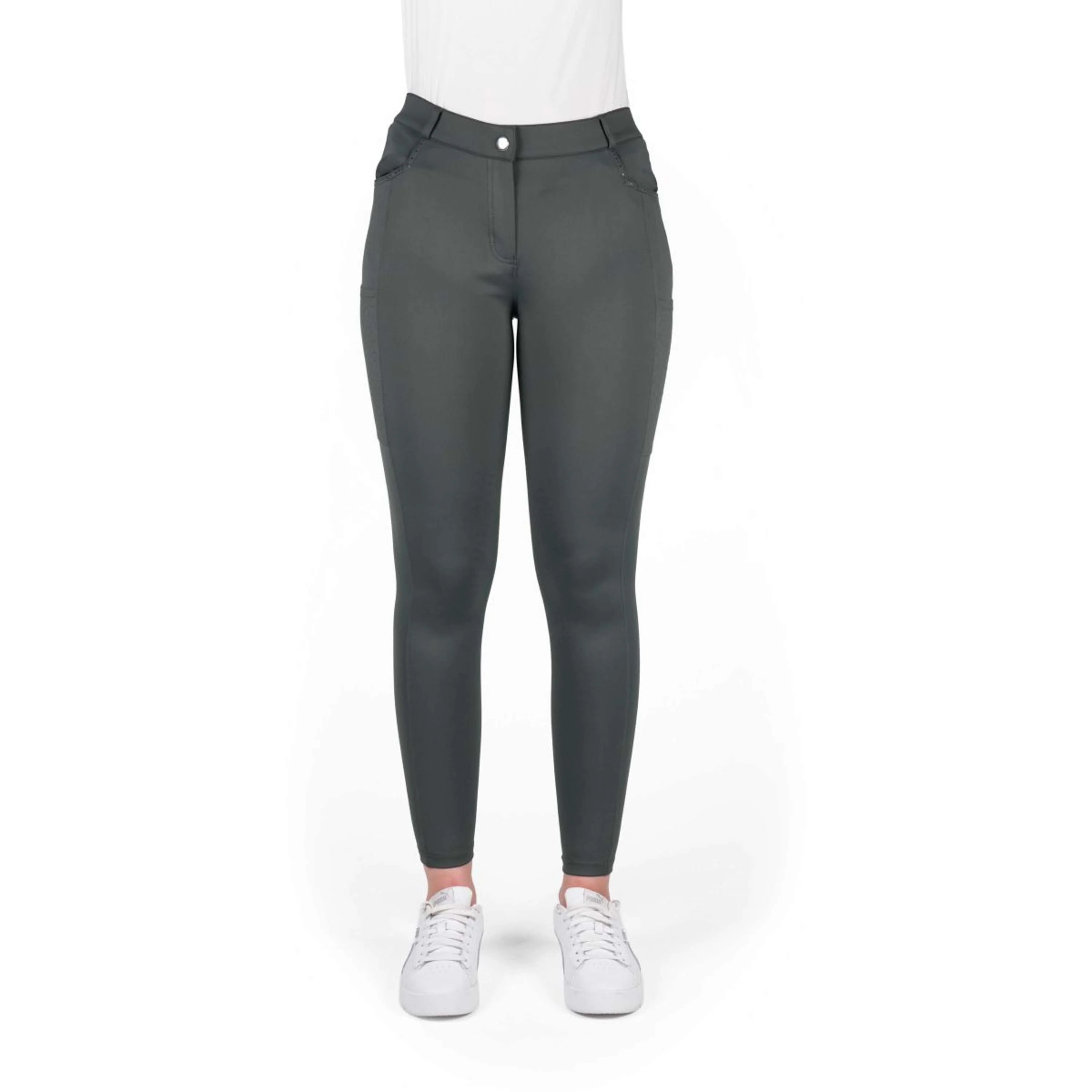 EQUITHÈME Pantaloni da Equitazione Capucine Knee Grip Grigio - Image 5