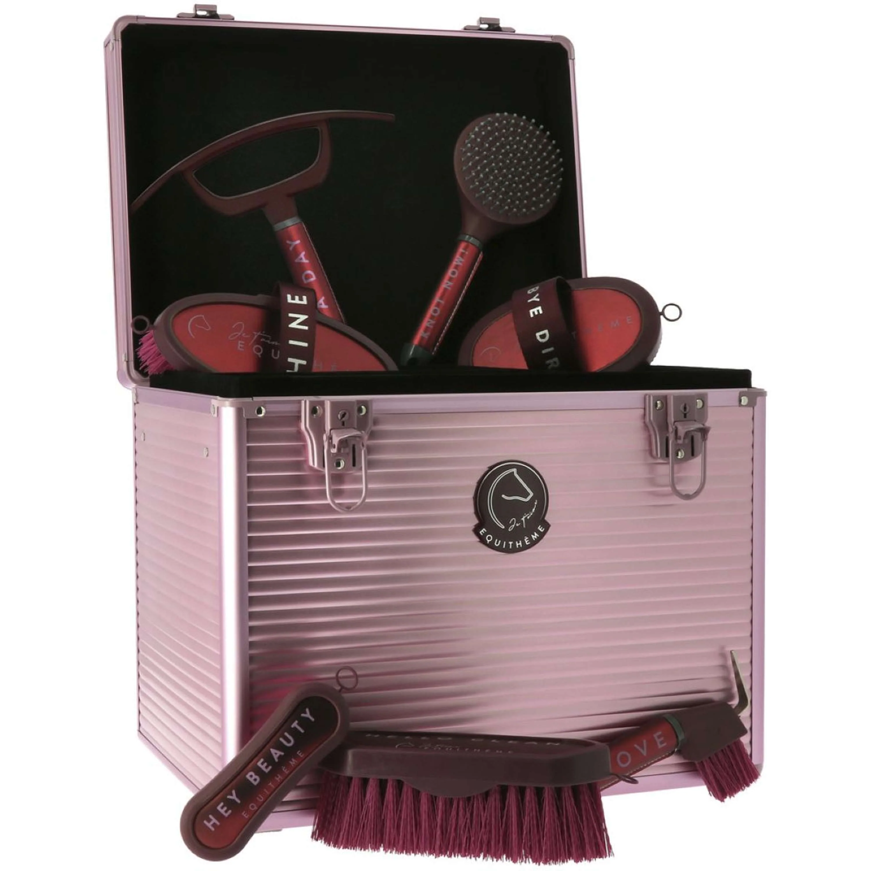 EQUITHÈME Scatola per Toelettatura Je T'aime Rosa/Borgogna - Image 3