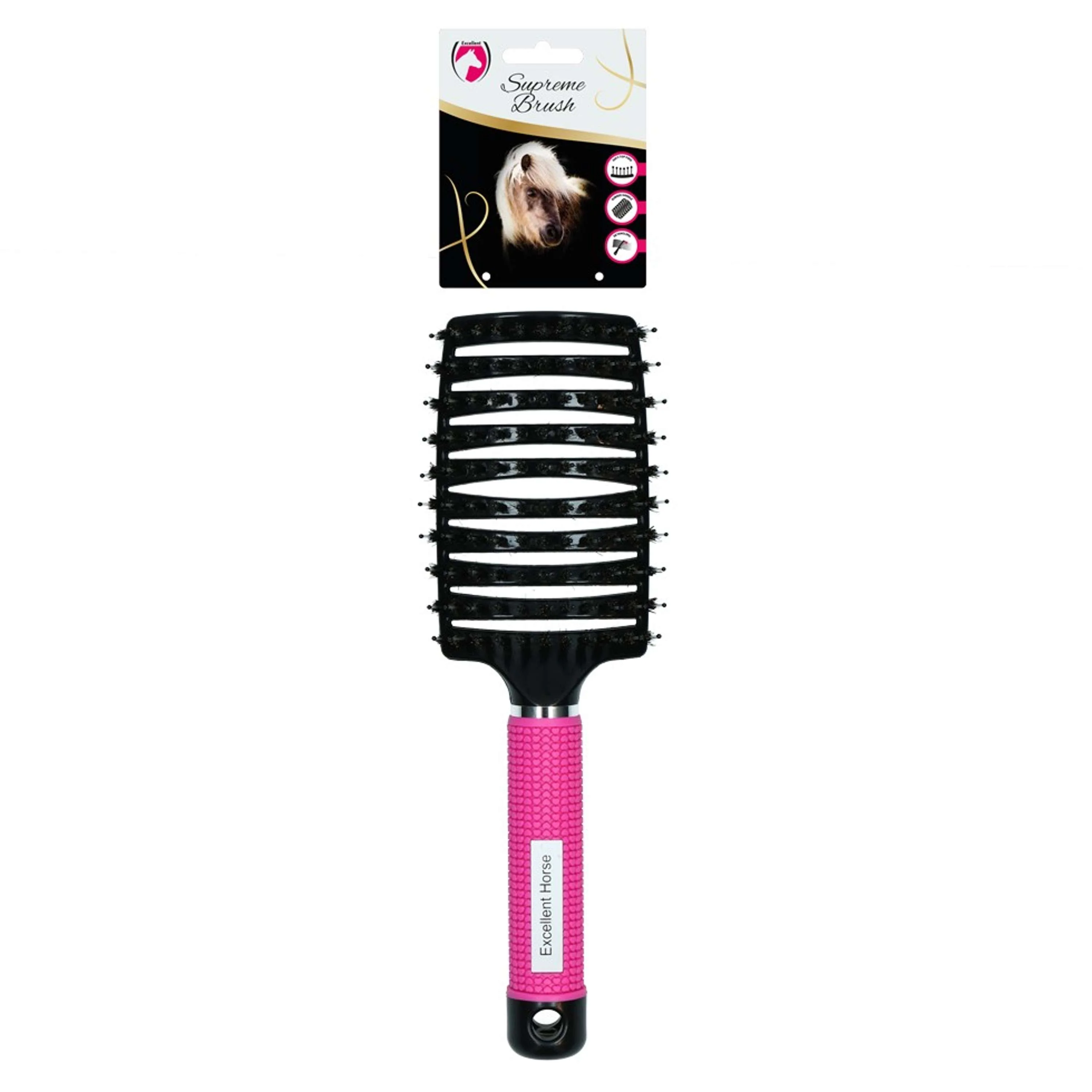 Excellent Spazzola per criniera e coda Horse Supreme Rosa/Nero