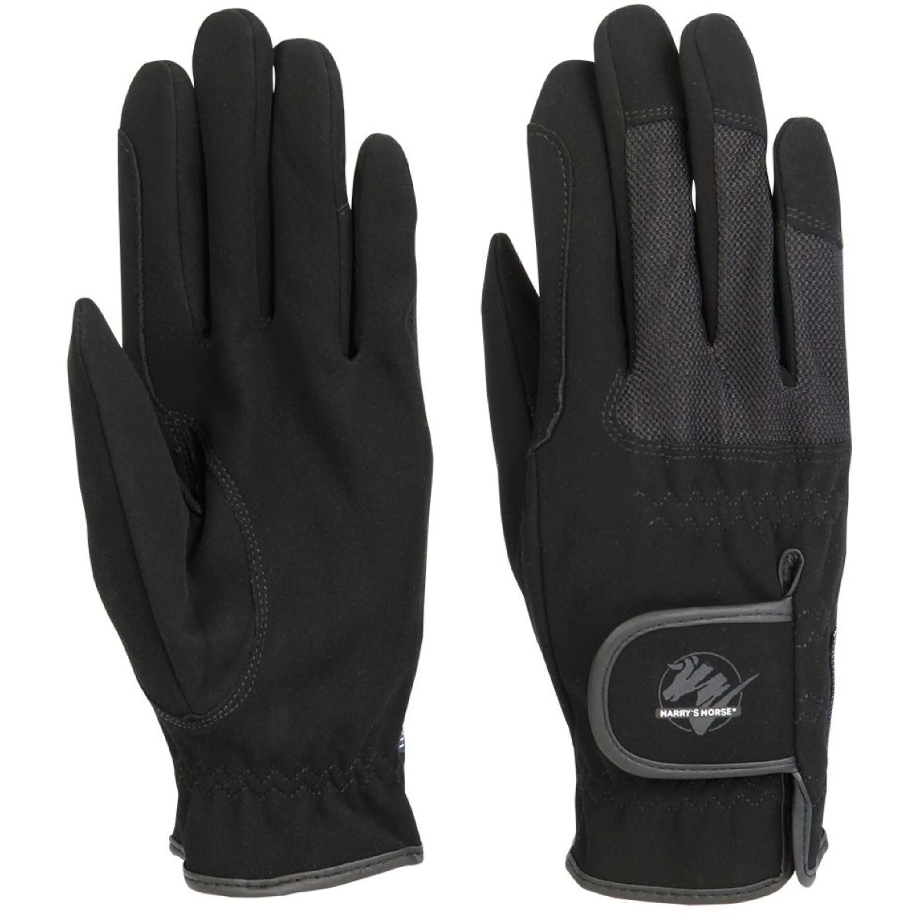 Harry's Horse Guanti da Equitazione Domy Suede Mesh Nero