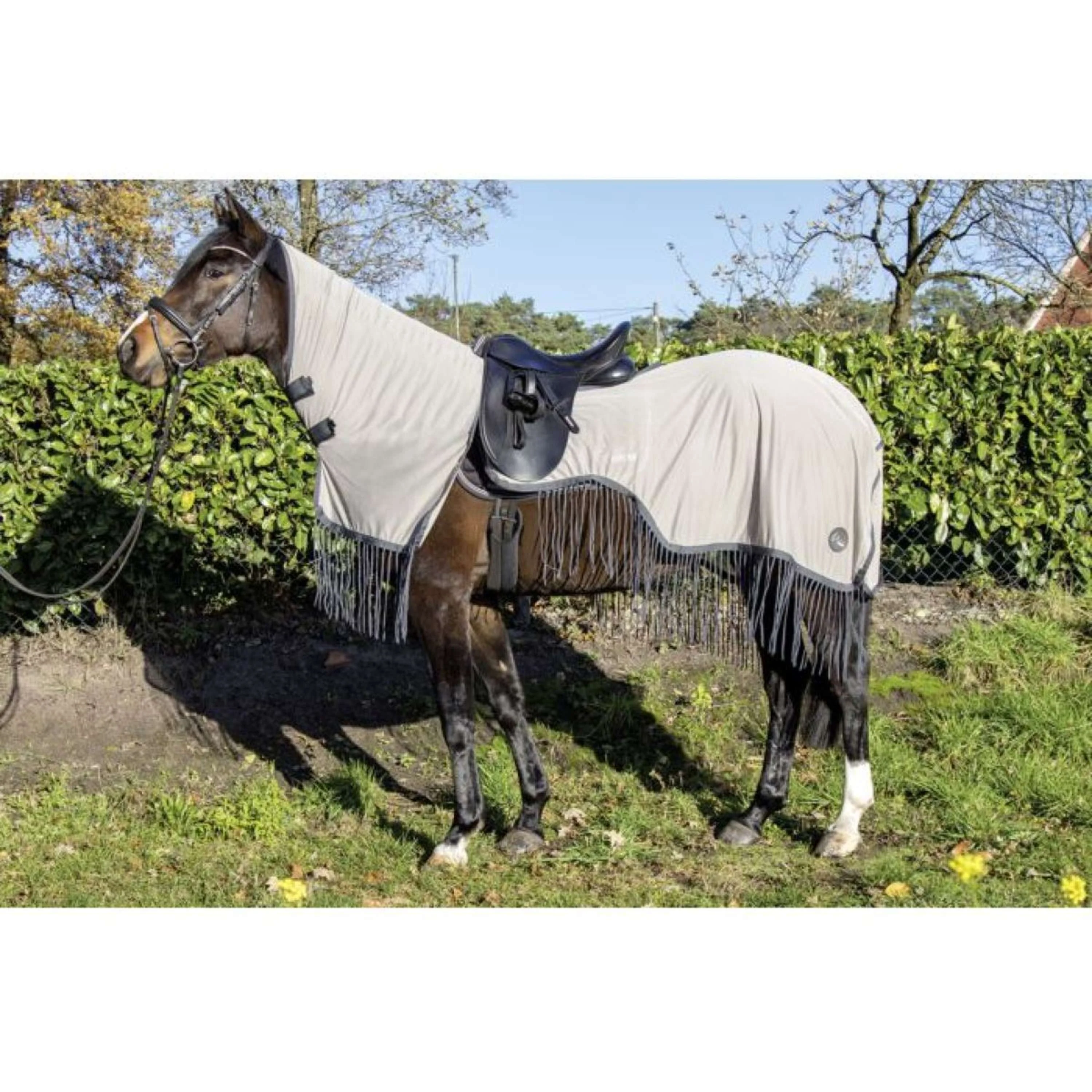 HKM Coperta Antimosche per Esercizio Fringes Argento/Grigio - Image 2