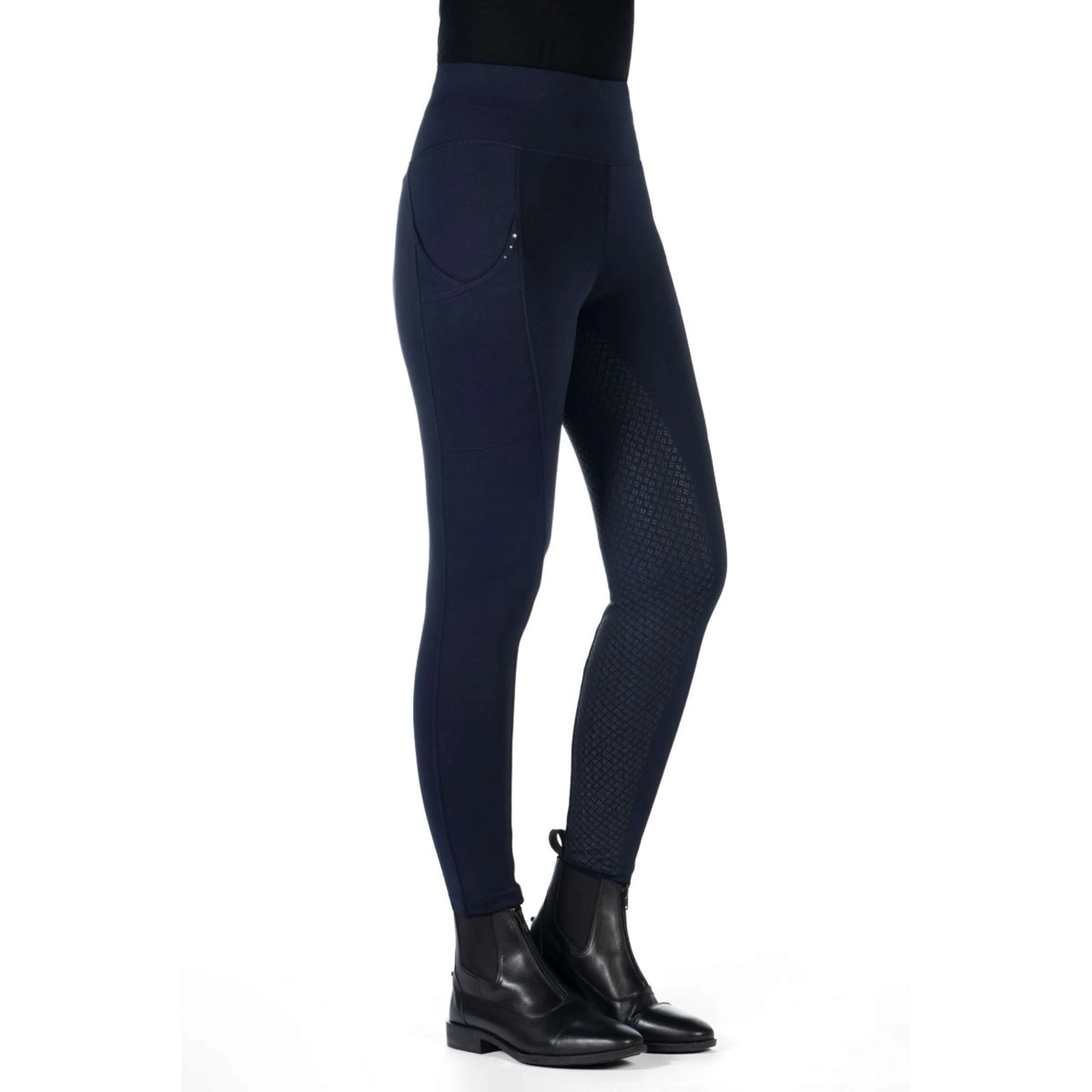 HKM Leggings da Equitazione Cosy II Full Grip Blu scuro - Image 2