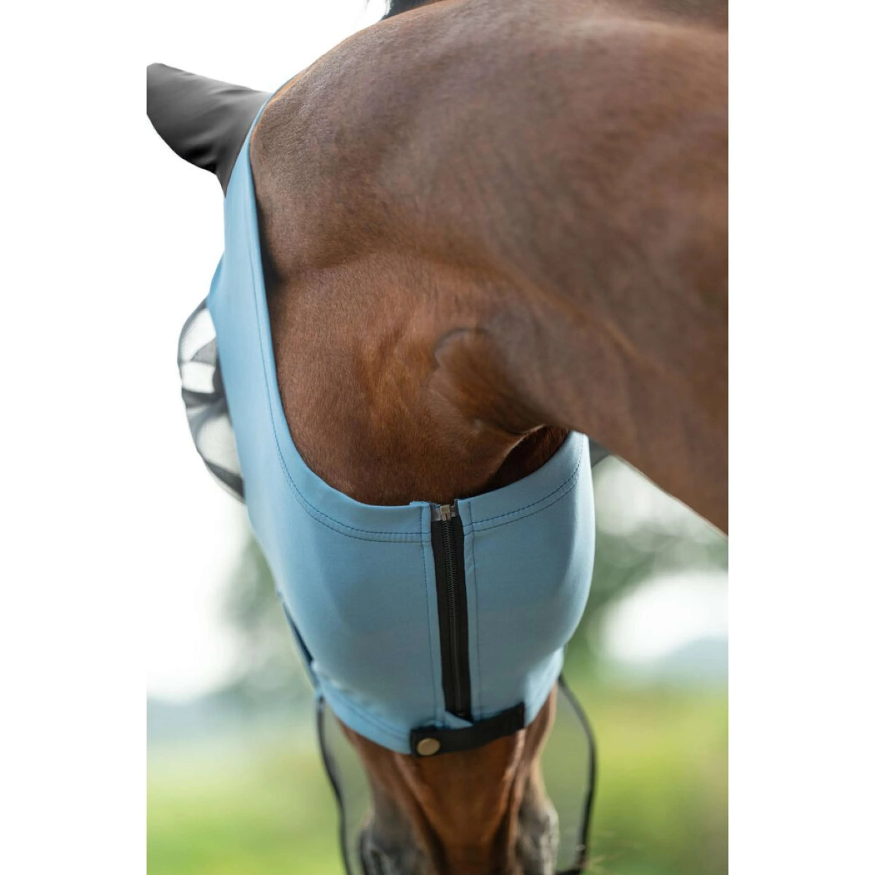 HKM Maschera per Mosche Elastic Con Rete per Naso Blu fumo - Image 4