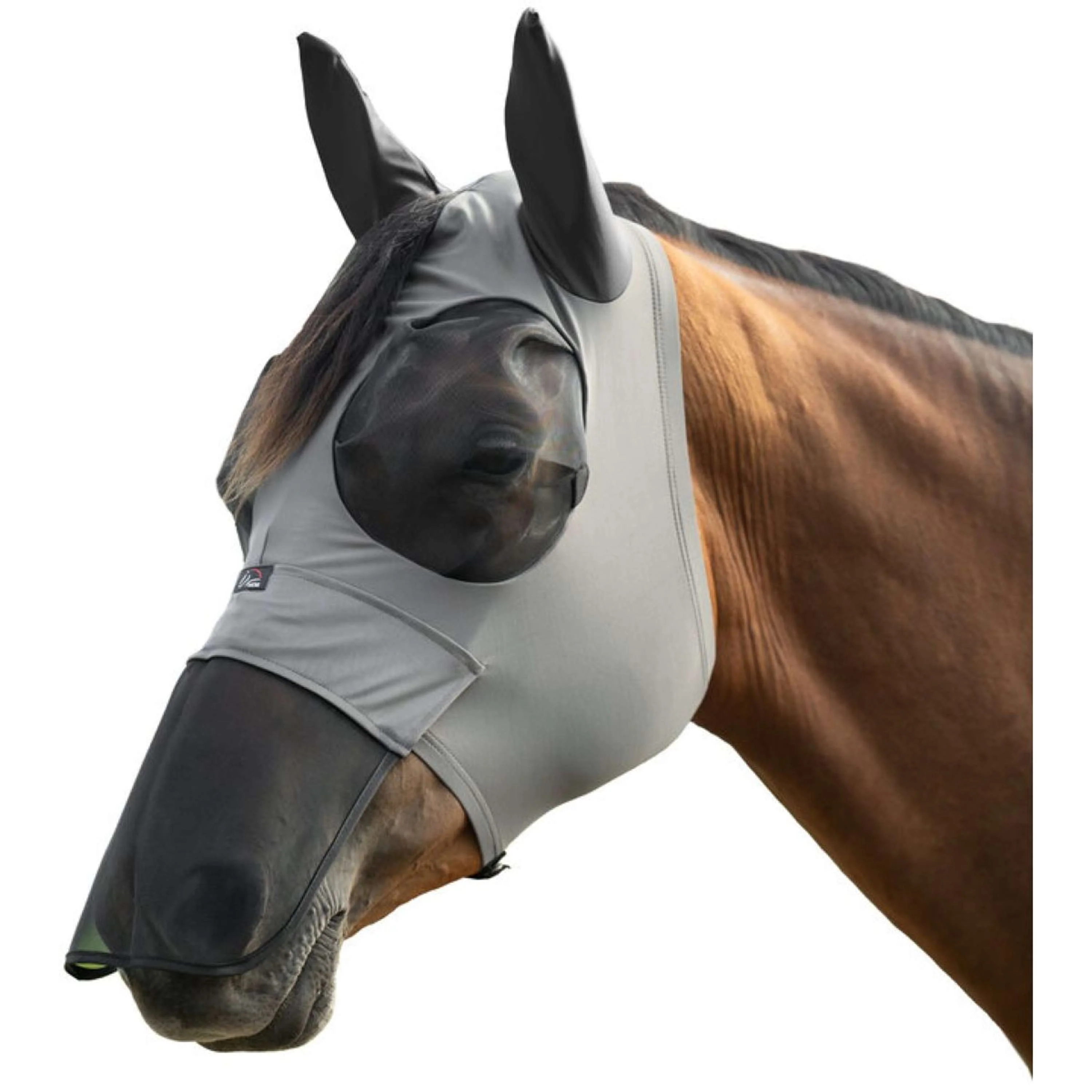 HKM Maschera per Mosche Elastic Con Rete per Naso Grigio fango