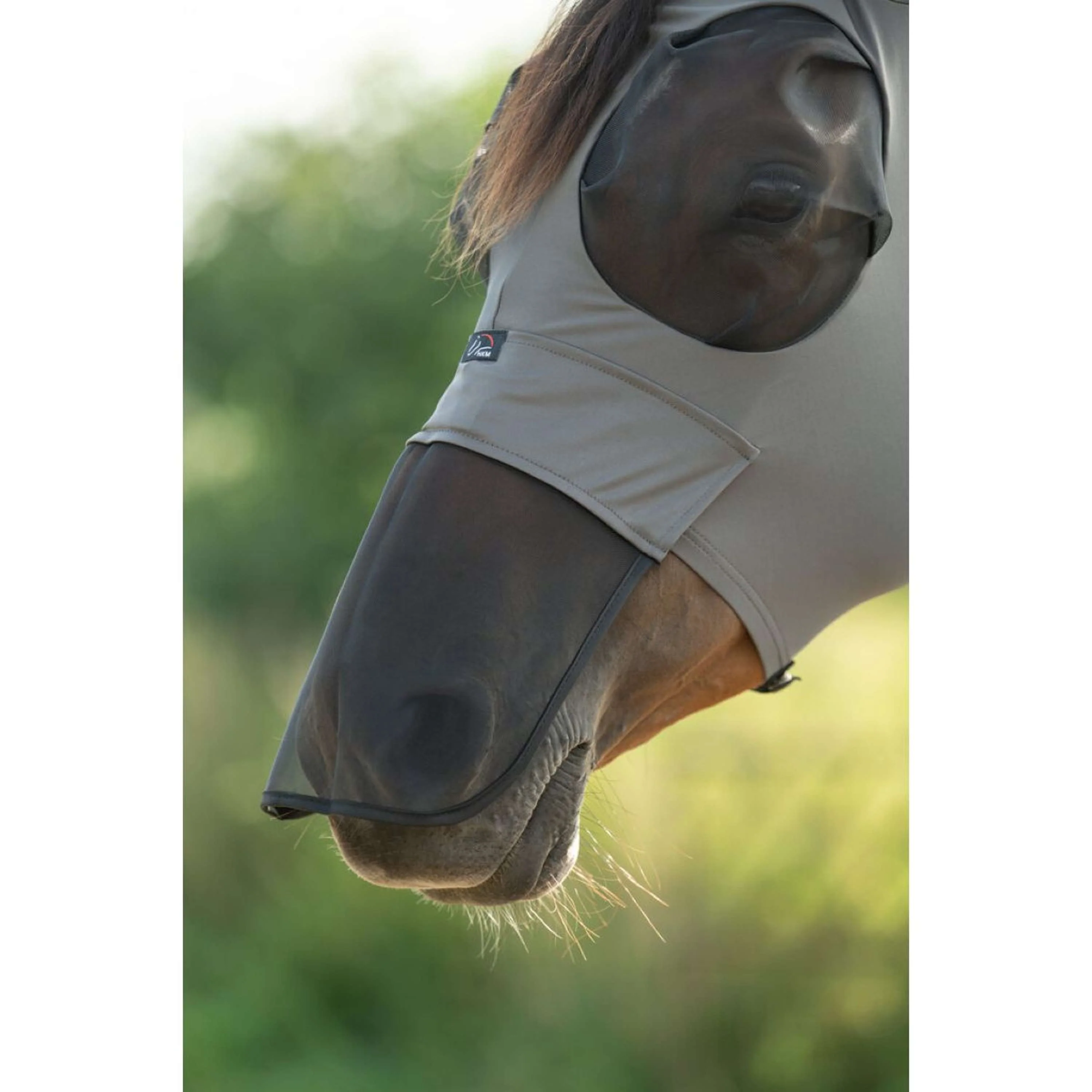 HKM Maschera per Mosche Elastic Con Rete per Naso Grigio fango - Image 3
