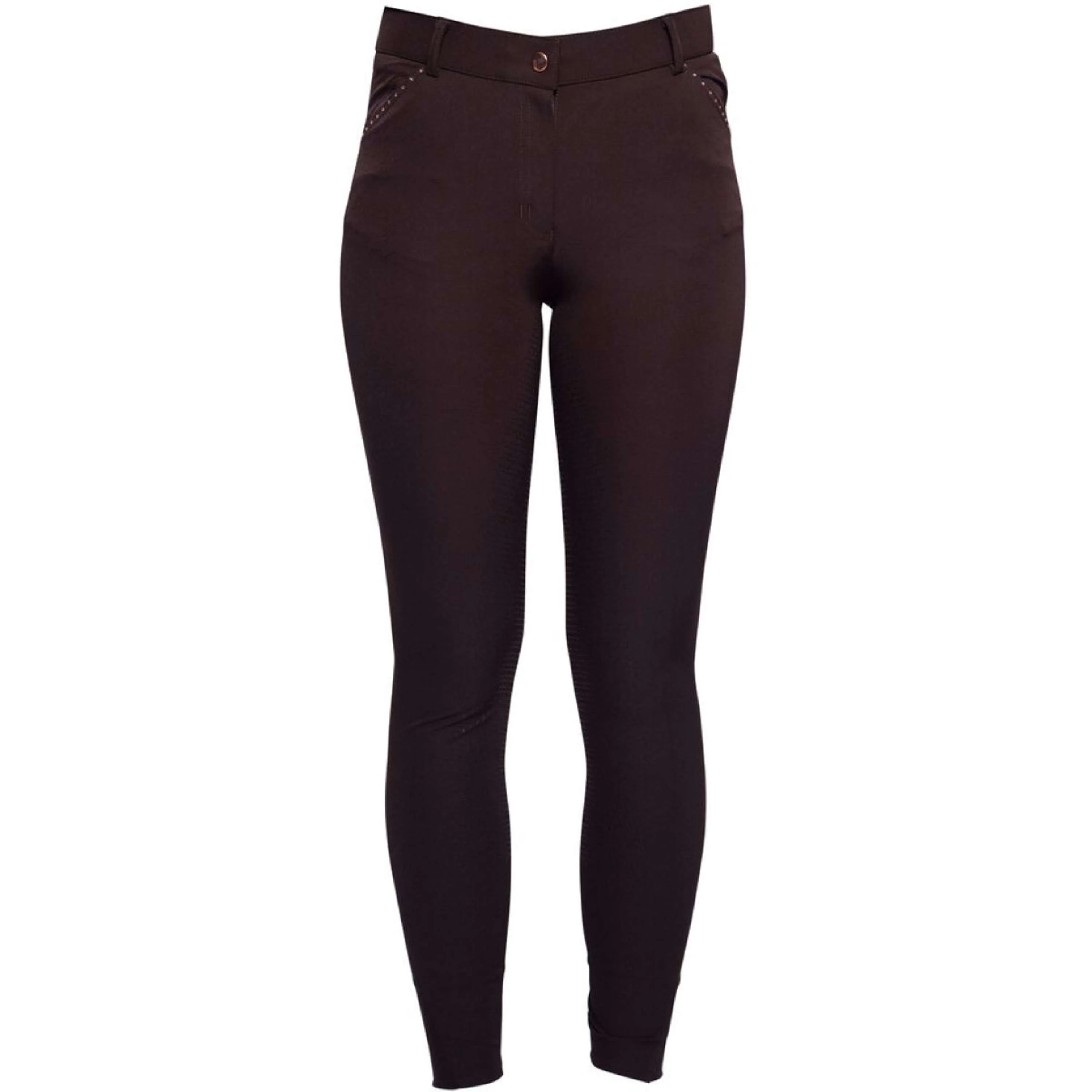 HKM Pantaloni da Equitazione Rosegold Glamour Full Grip Marrone/Oro rosa