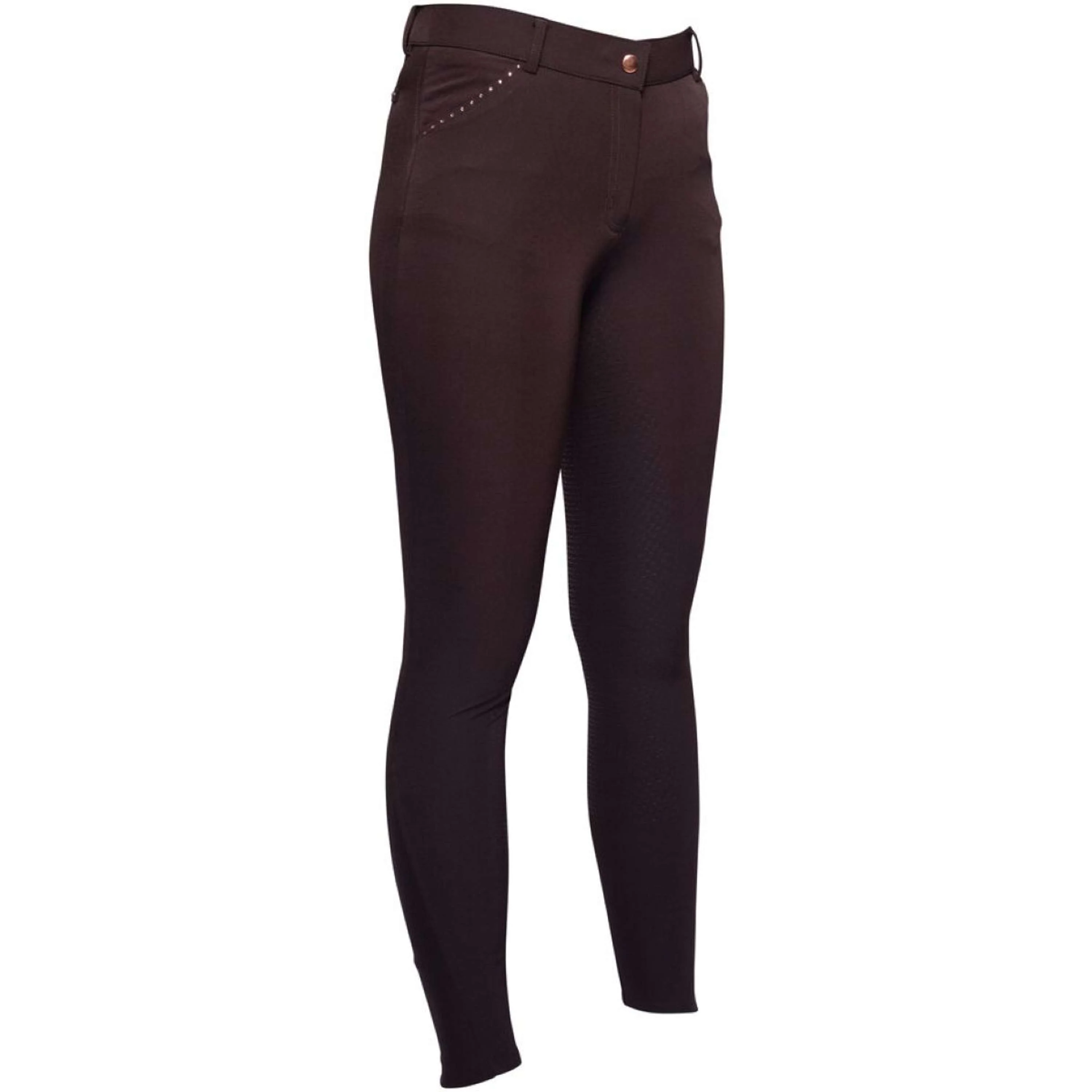 HKM Pantaloni da Equitazione Rosegold Glamour Full Grip Marrone/Oro rosa - Image 2