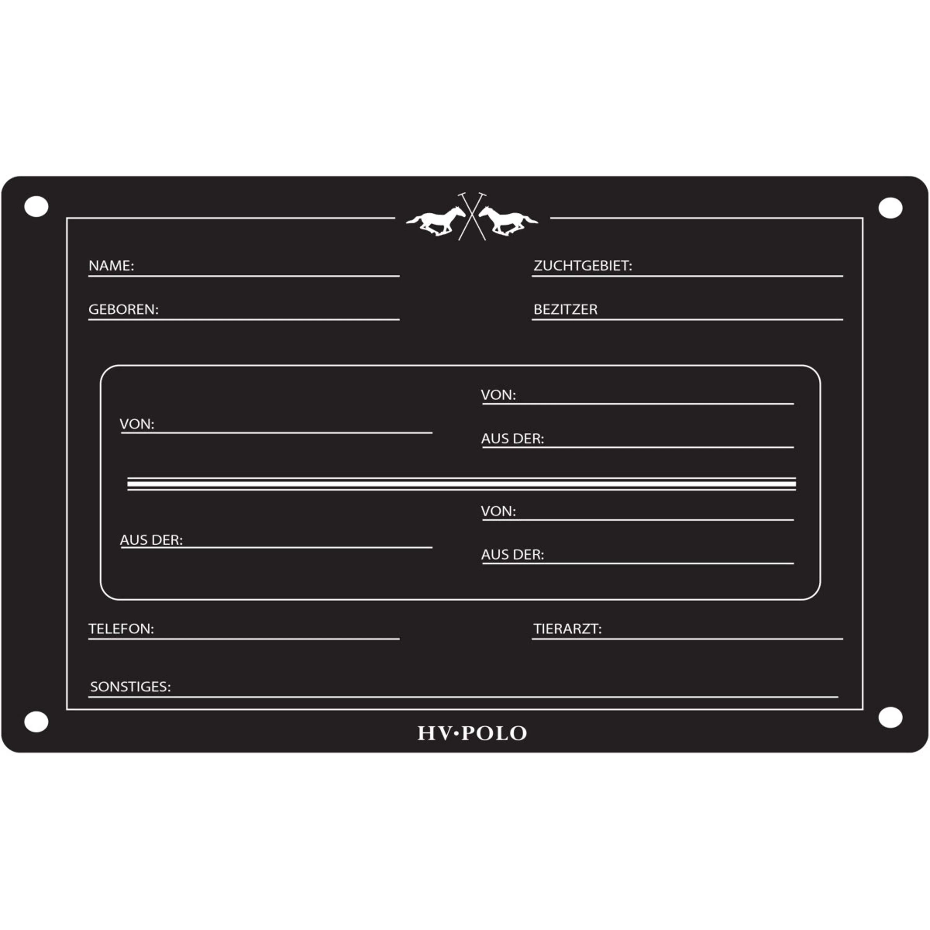HV Polo Targa per Box HVPPolo Inglese Nero