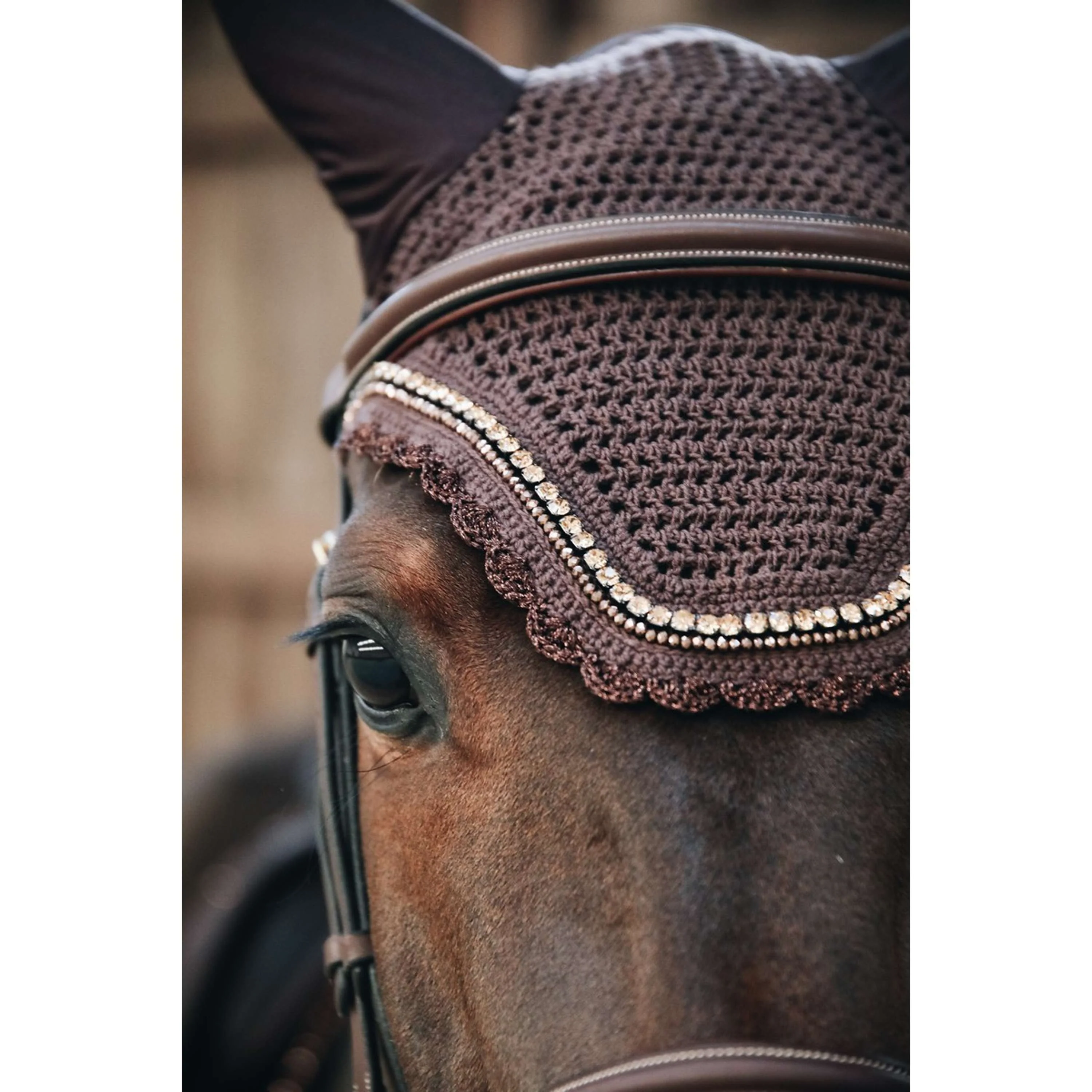 Kentucky Horsewear Copriorecchie Wellington Stone & Pearl Marrone scuro - Image 2