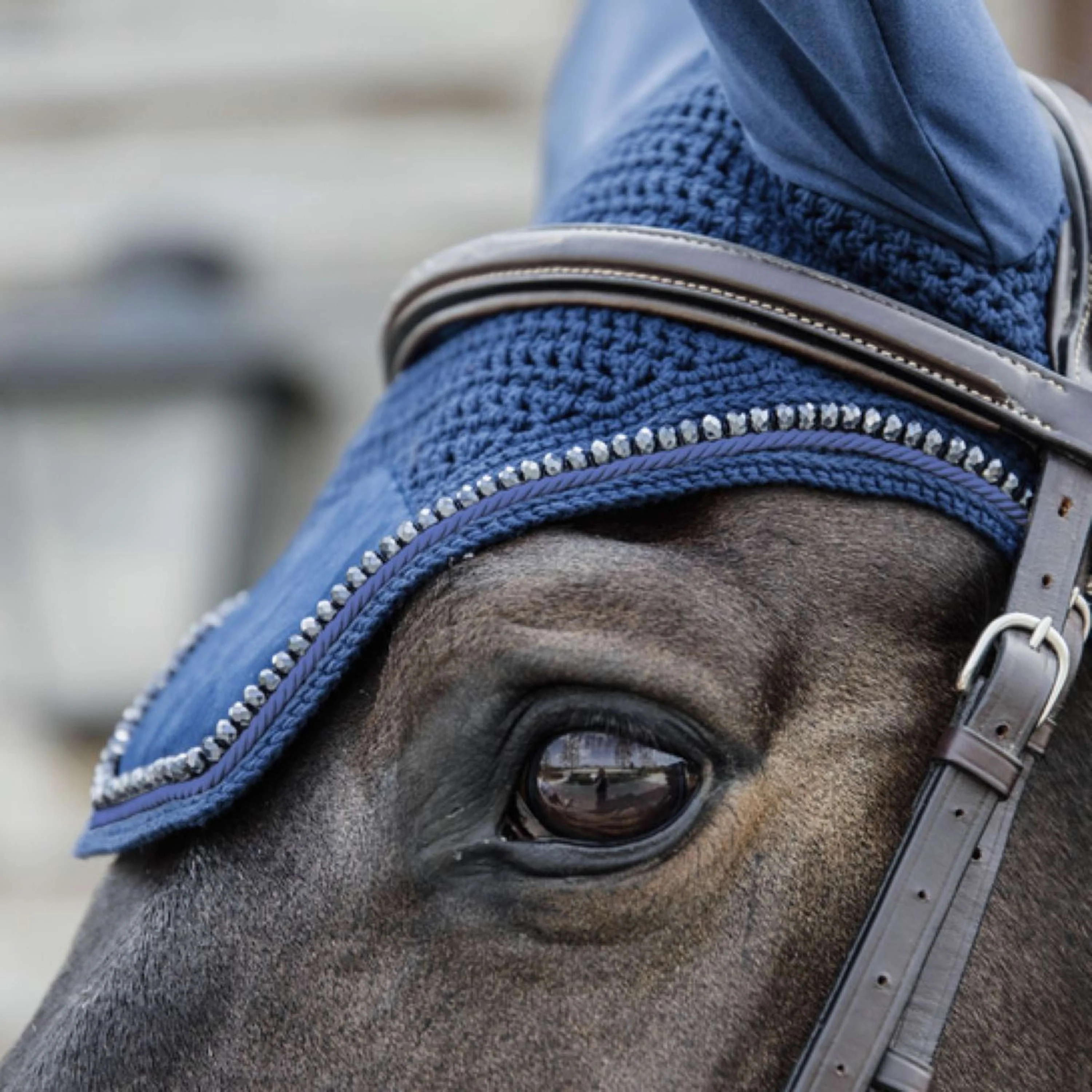 Kentucky Horsewear Cuffietta Wellington Velvet Pearls Navy - Image 2