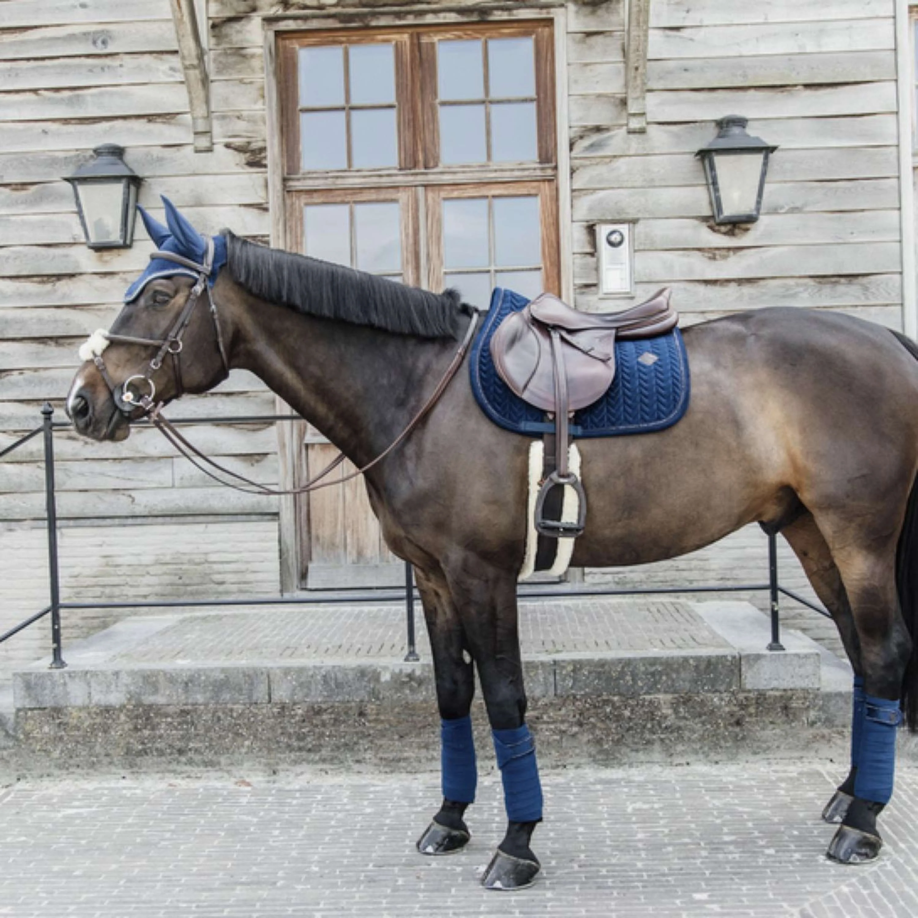 Kentucky Horsewear Cuffietta Wellington Velvet Pearls Navy - Image 4
