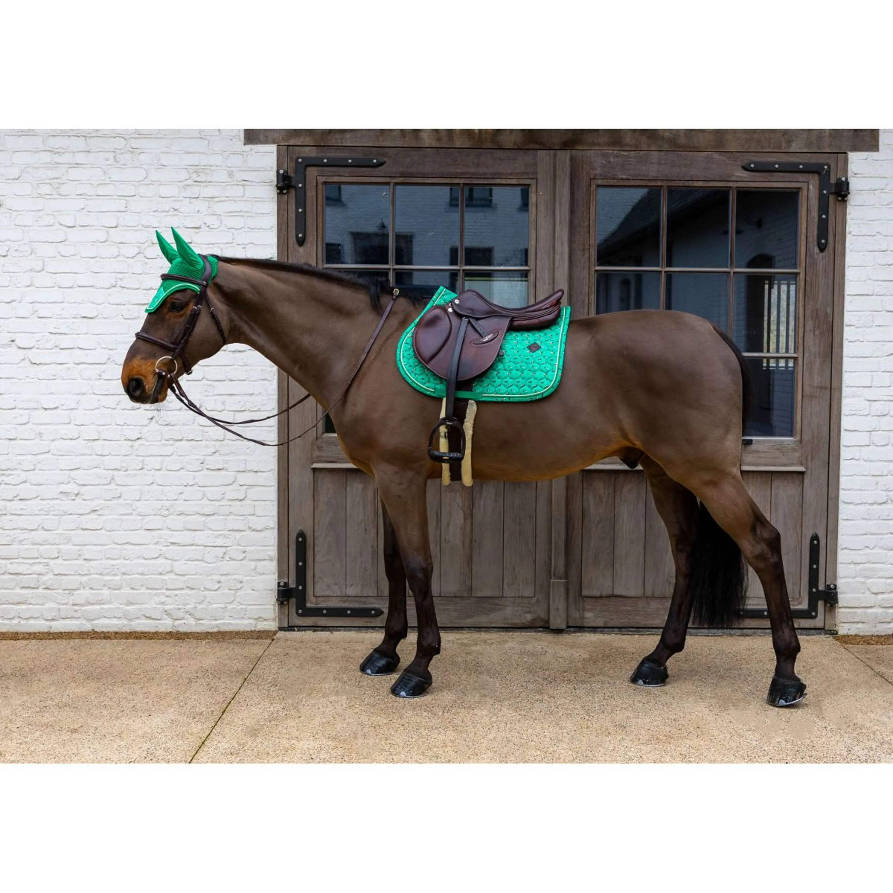Kentucky Sottosella Velvet Horse Printing saltando Verde - Image 3