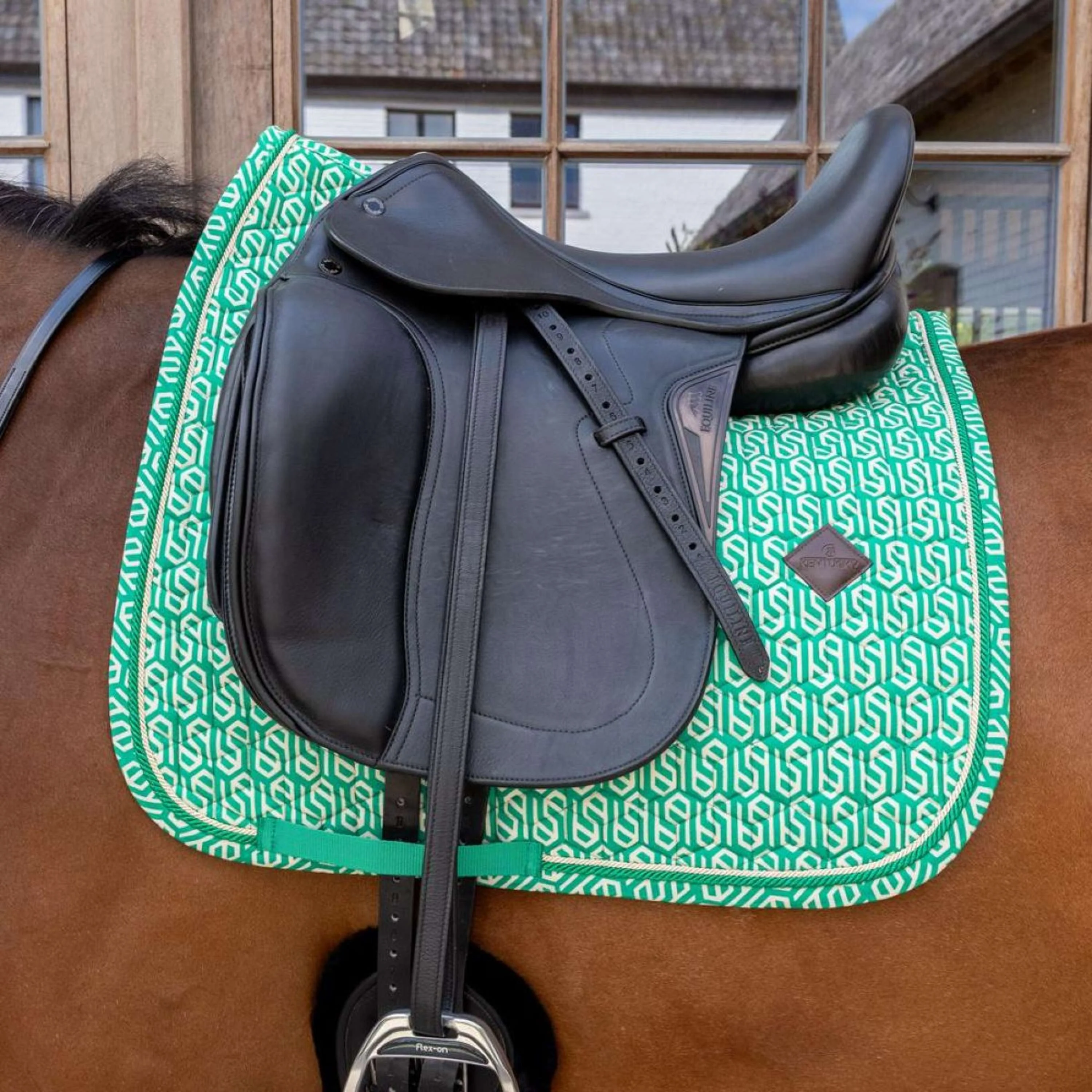 Kentucky Sottosella Velvet Maze Cipher Dressage Bianco/Verde - Image 2