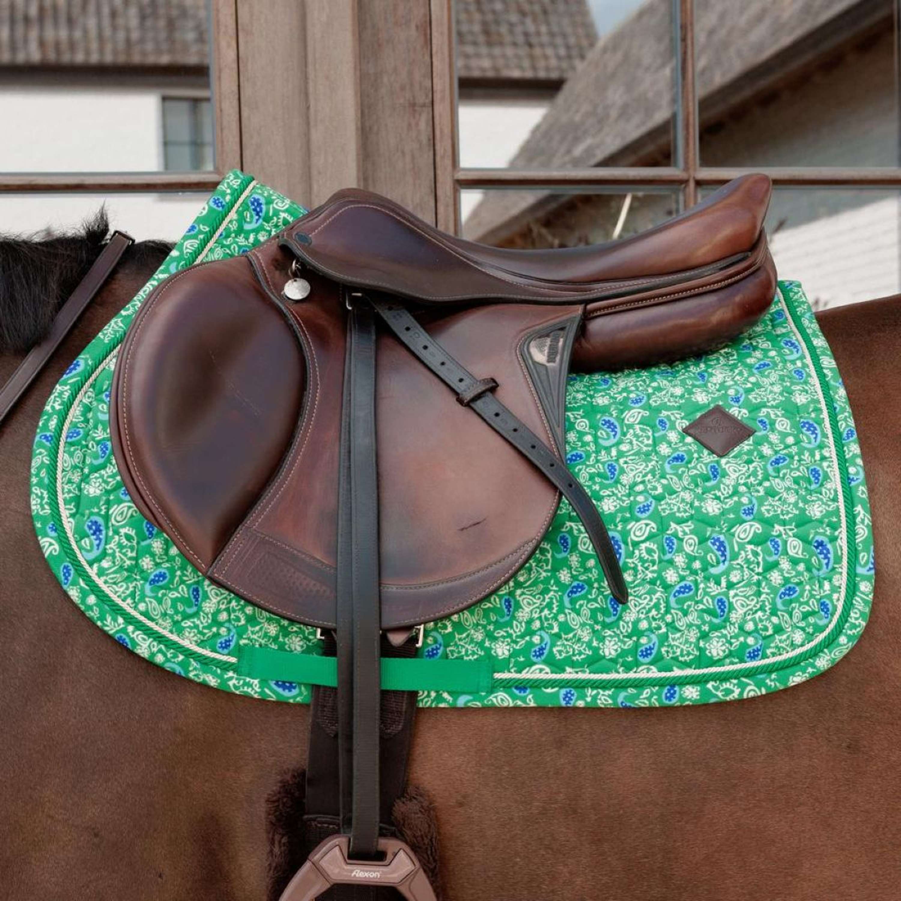 Kentucky Sottosella Velvet Paisley Garden saltando Verde/Blu marino - Image 2
