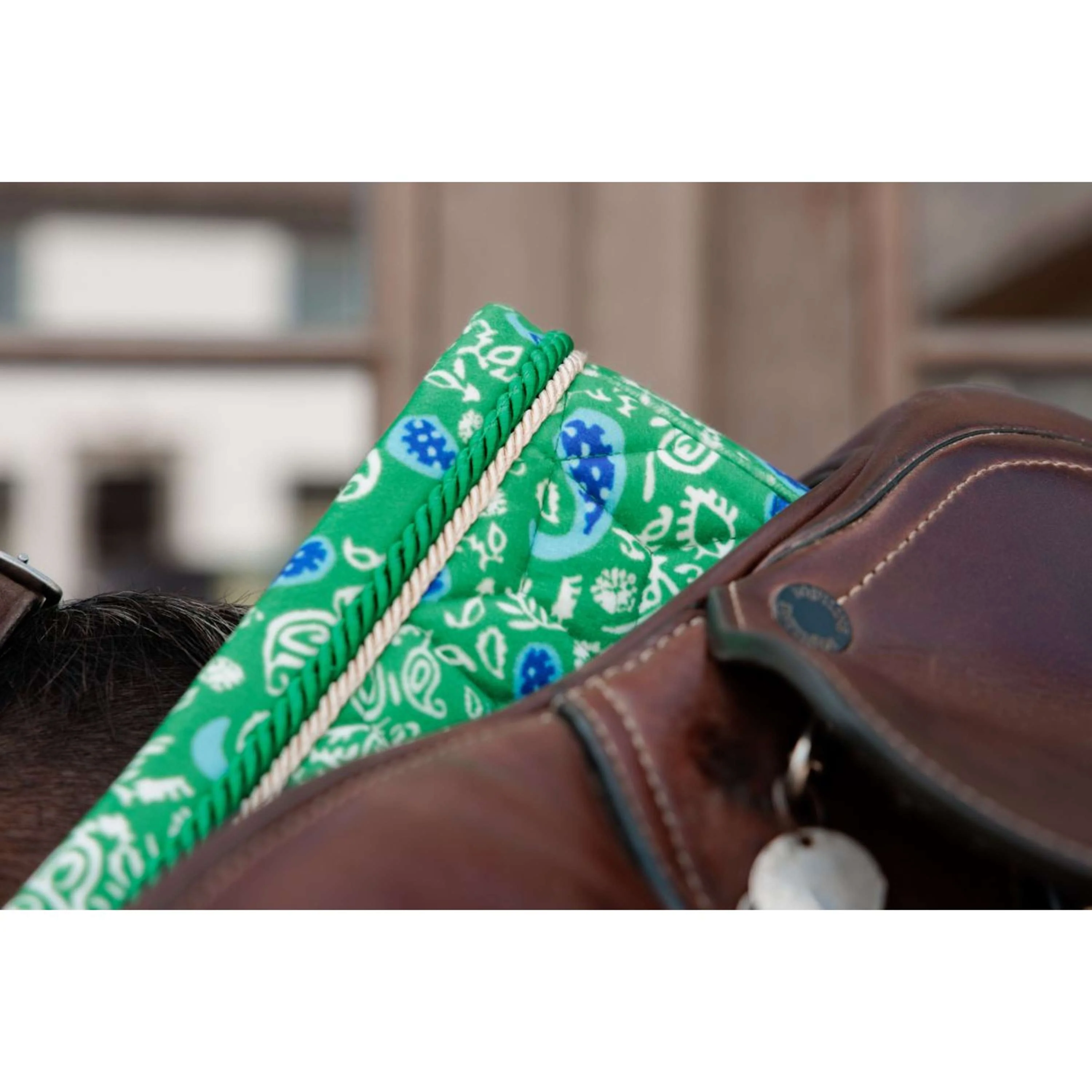 Kentucky Sottosella Velvet Paisley Garden saltando Verde/Blu marino - Image 4