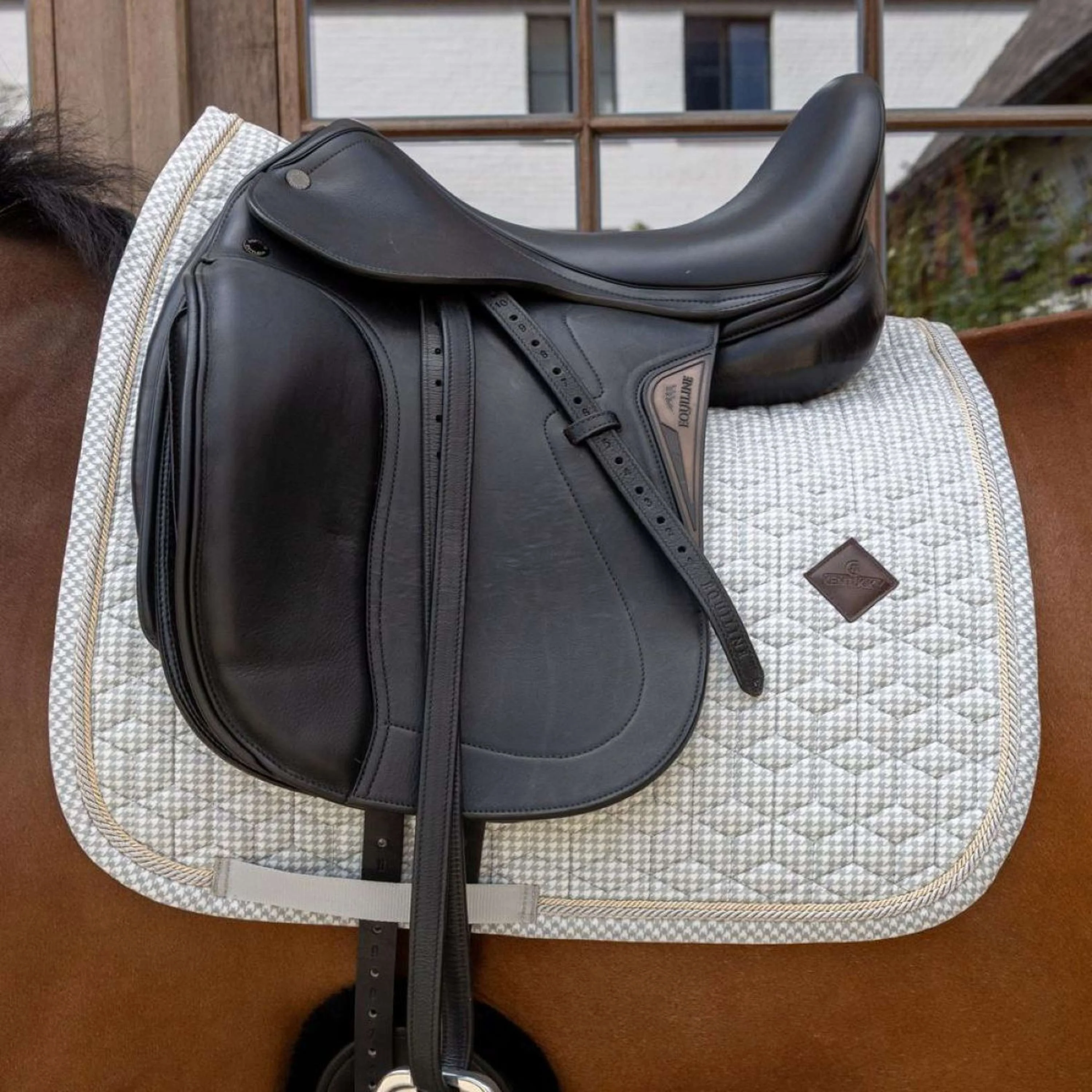 Kentucky Sottosella Velvet Pied de Poule Dressage Grigio/Bianco - Image 2