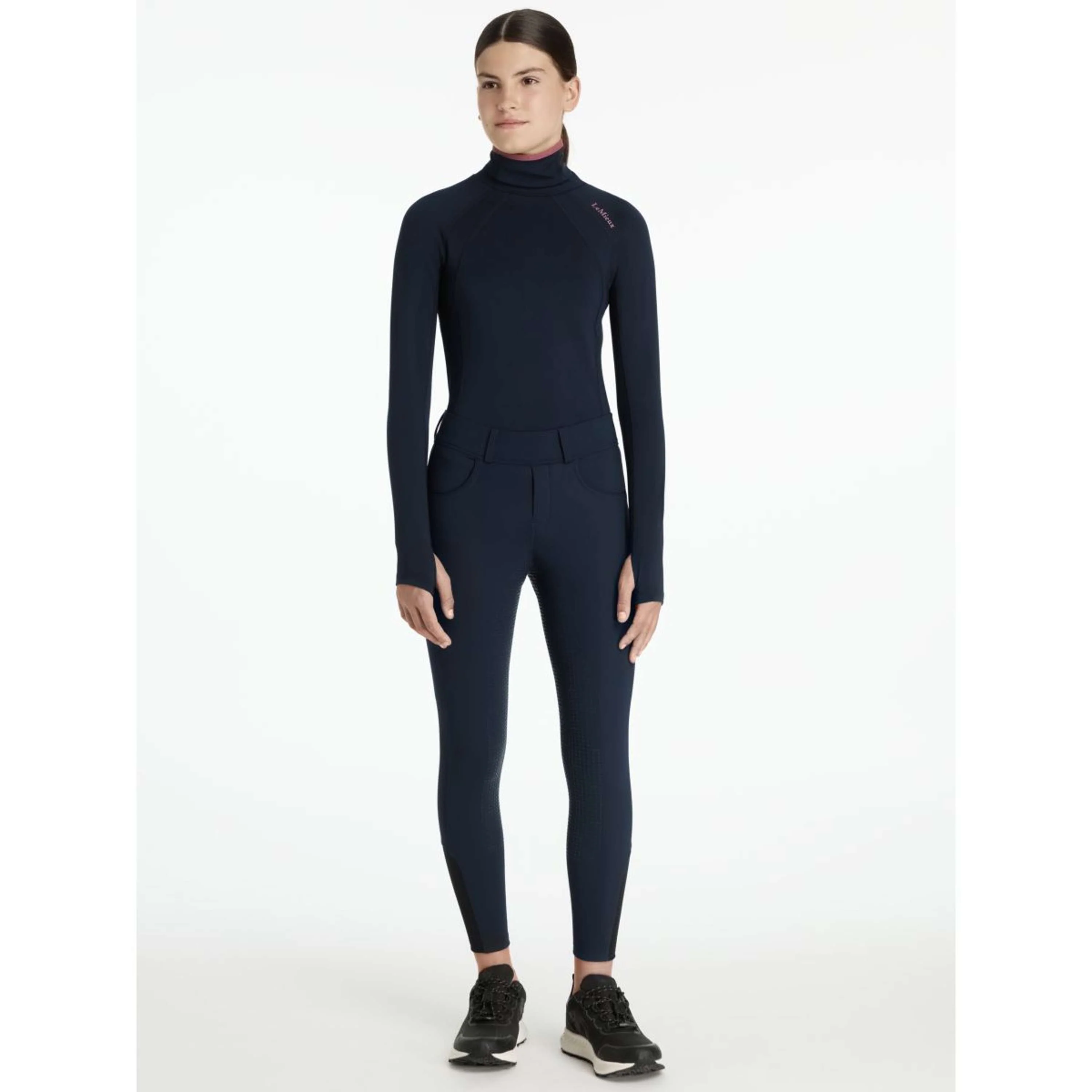 LeMieux Leggings da Equitazione Young Rider Ella Brushed Full Grip Navy