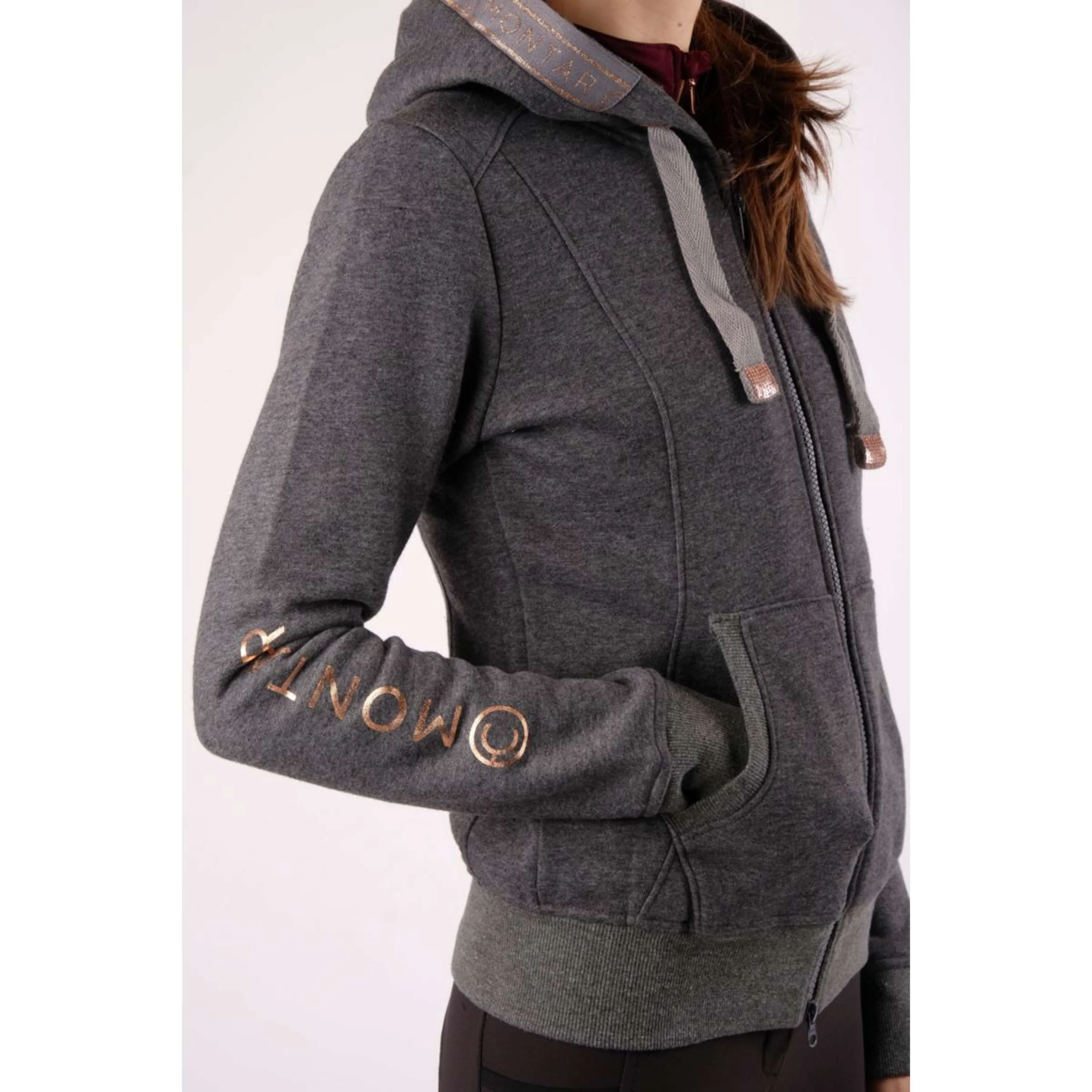 Montar Felpa con cappuccio e zip Macie Rosegold Logo Grigio - Image 2