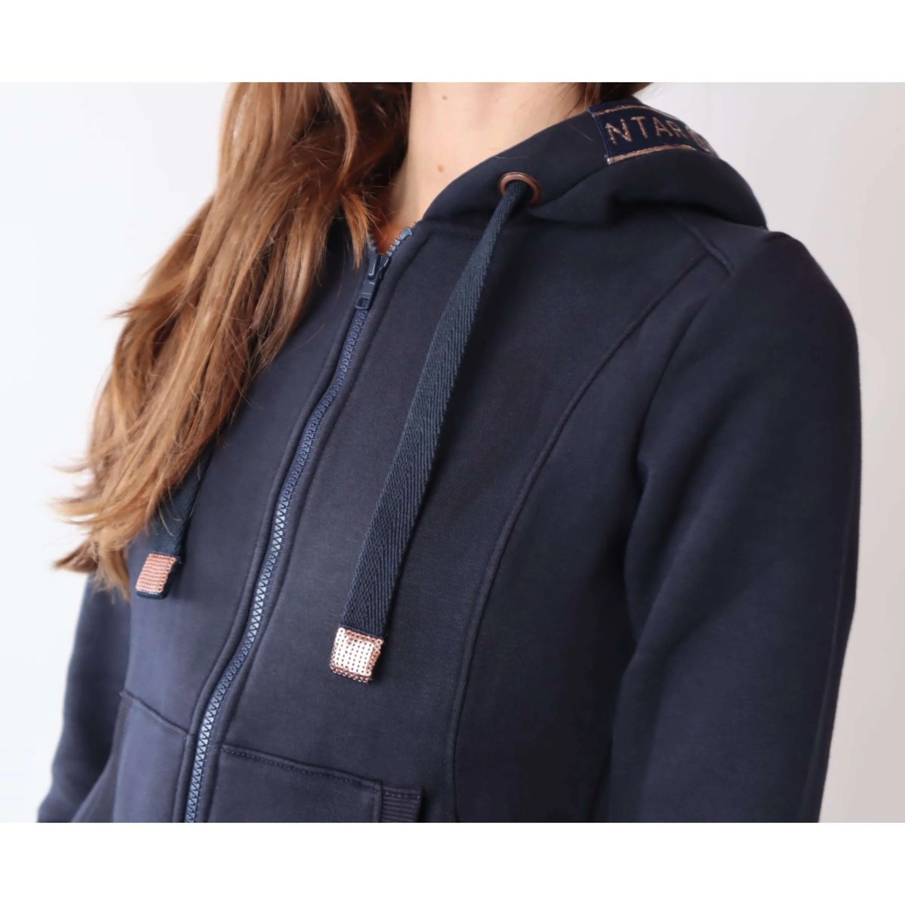 Montar Felpa con cappuccio e zip Macie Rosegold Logo Navy - Image 3