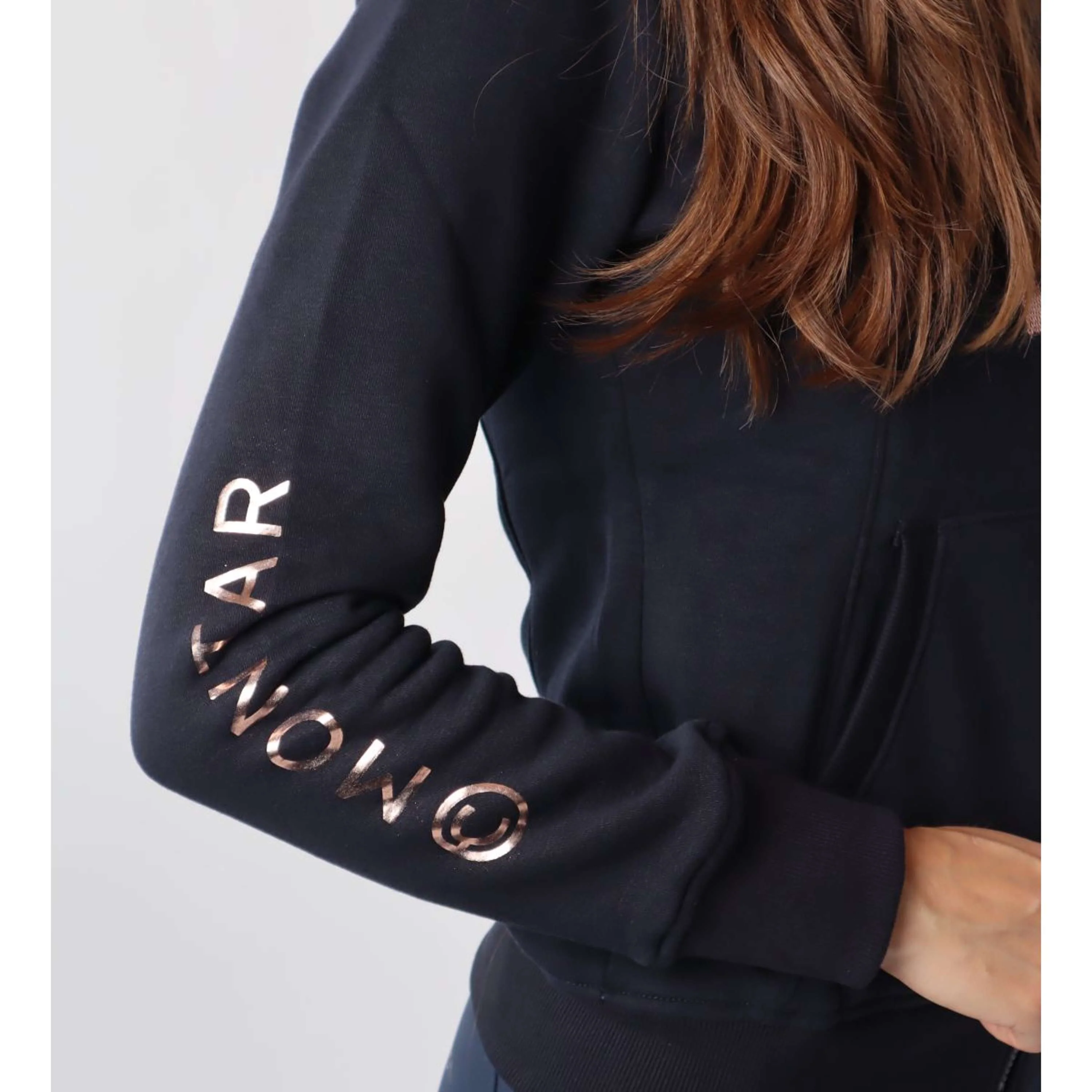 Montar Felpa con cappuccio e zip Macie Rosegold Logo Navy - Image 4