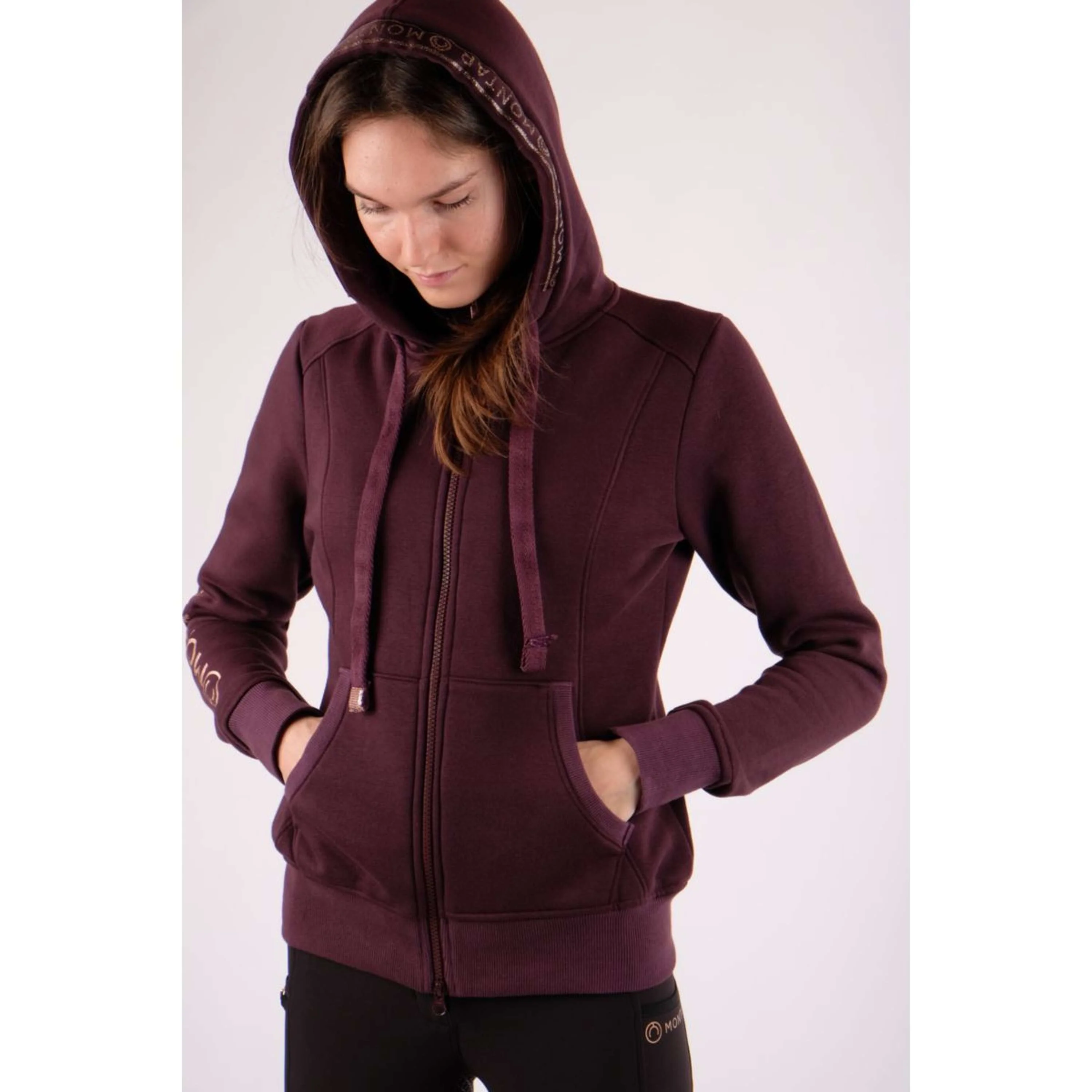 Montar Felpa con cappuccio e zip Macie Rosegold Logo Prugna - Image 5