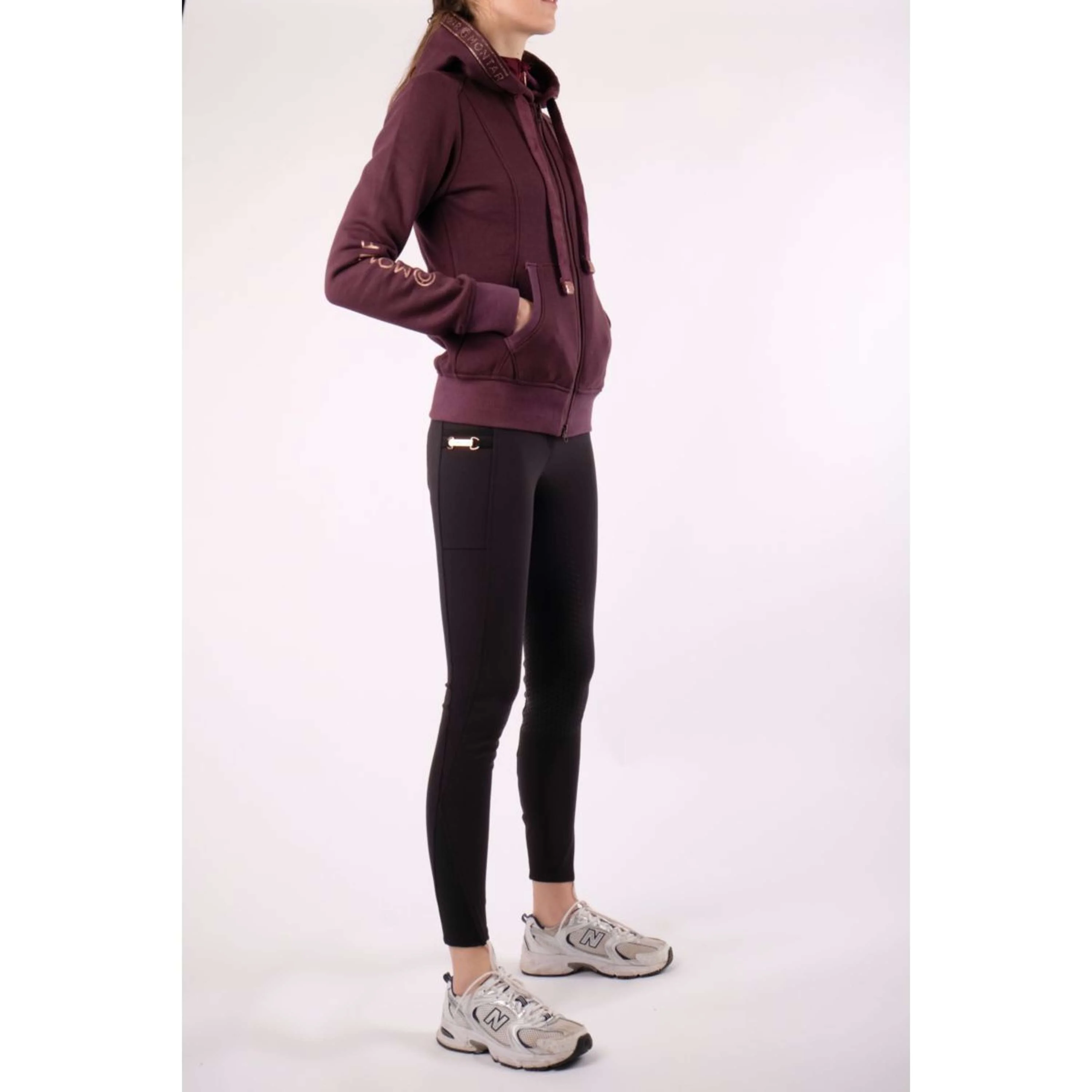 Montar Felpa con cappuccio e zip Macie Rosegold Logo Prugna - Image 6