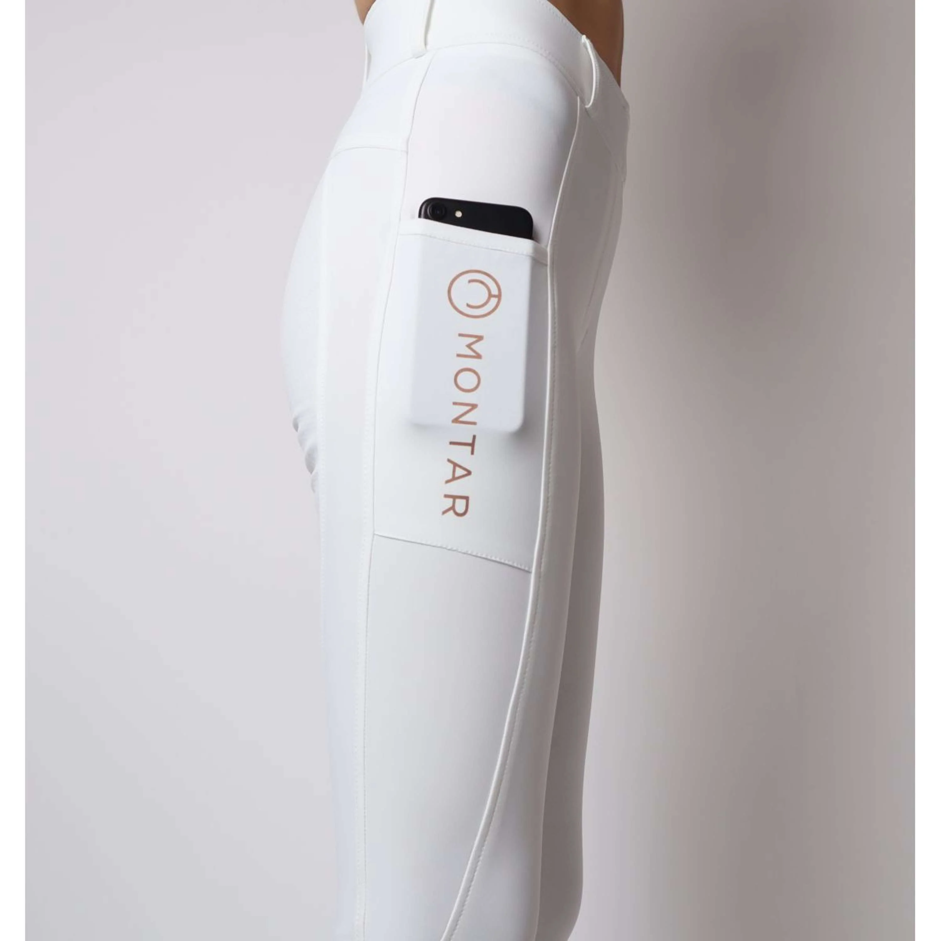 Montar Leggings da Equitazione Michelle Rosegold Logo Bianco - Image 3
