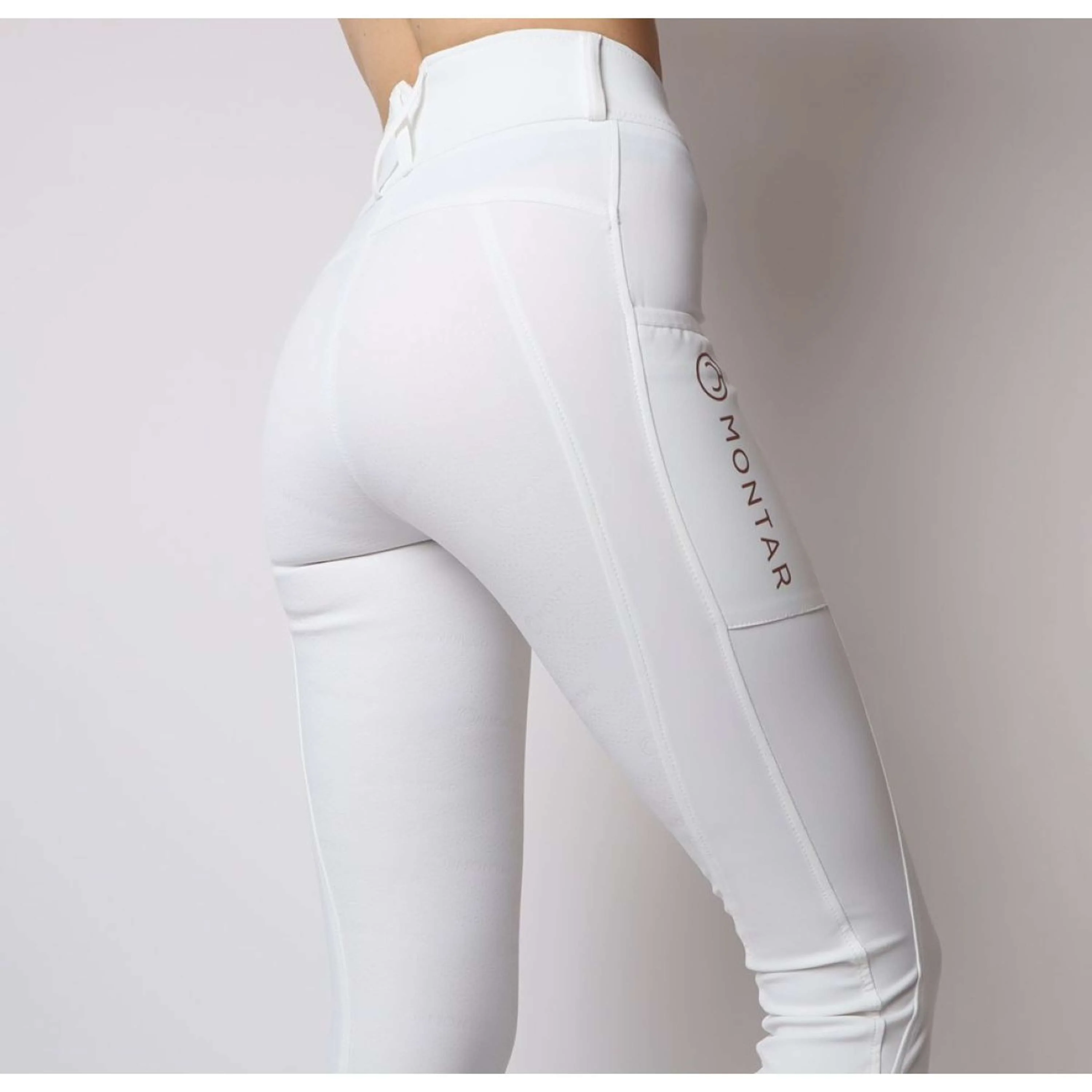 Montar Leggings da Equitazione Rosegold Logo Junior Bianco
