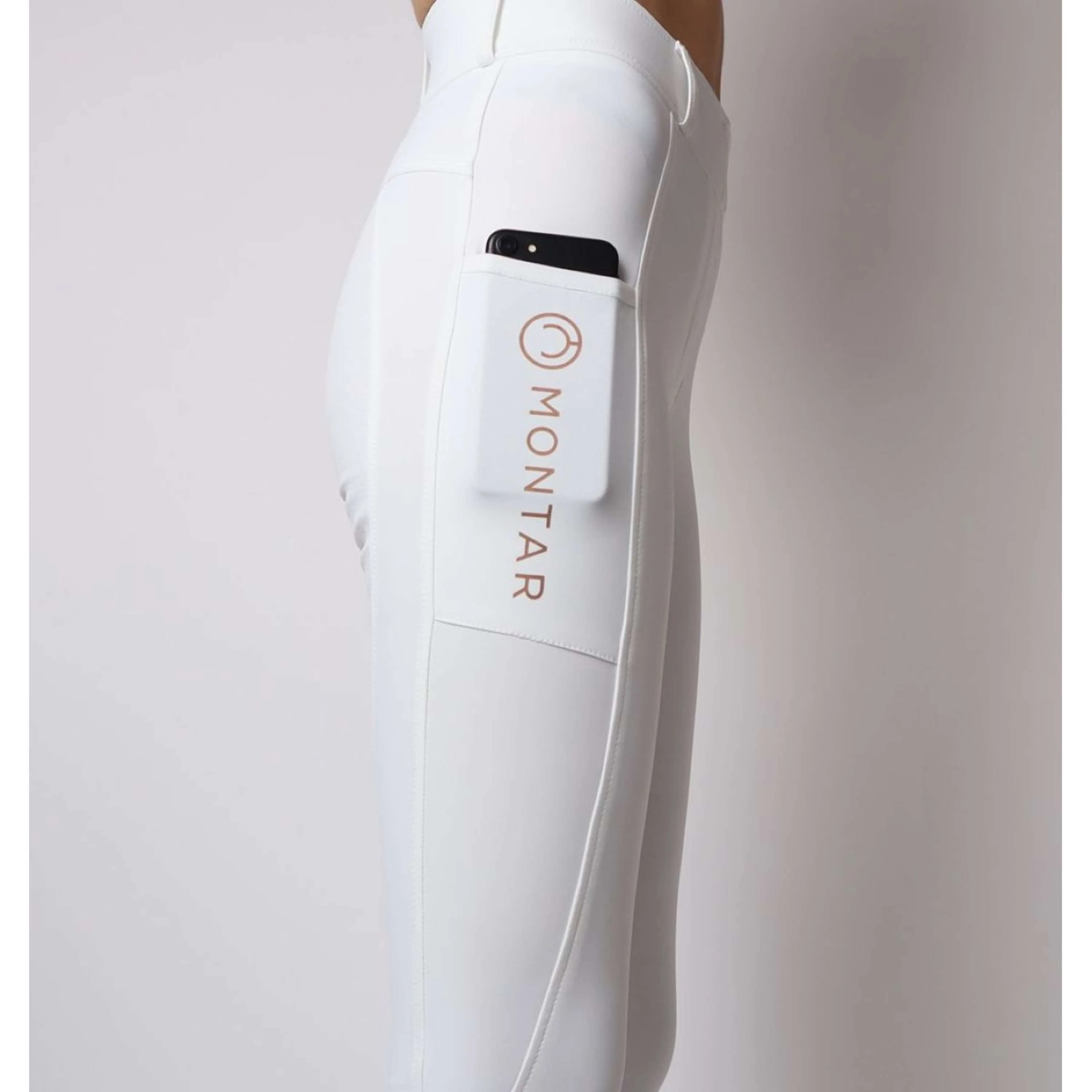 Montar Leggings da Equitazione Rosegold Logo Junior Bianco - Image 3