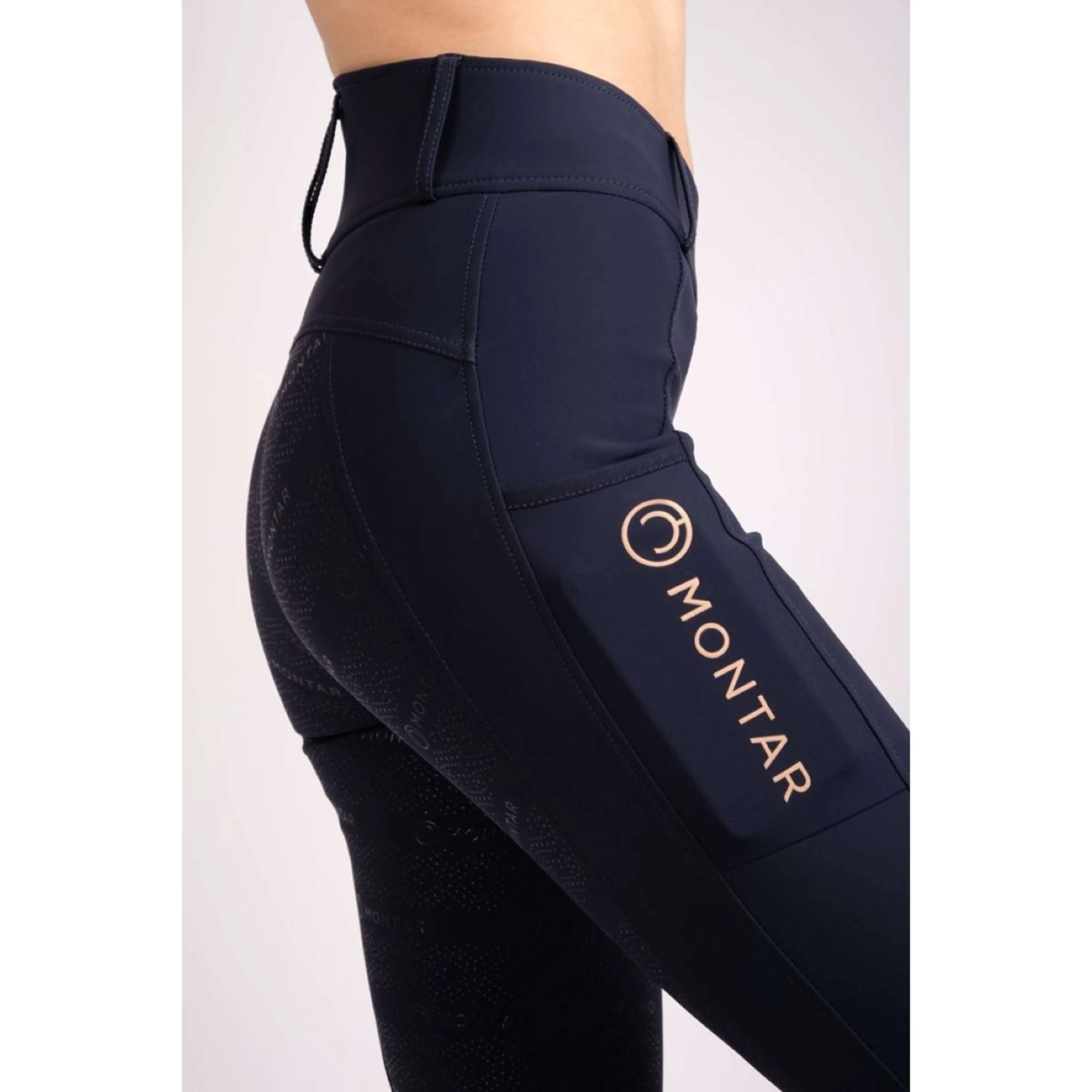 Montar Leggings da Equitazione Rosegold Logo Junior Navy - Image 3